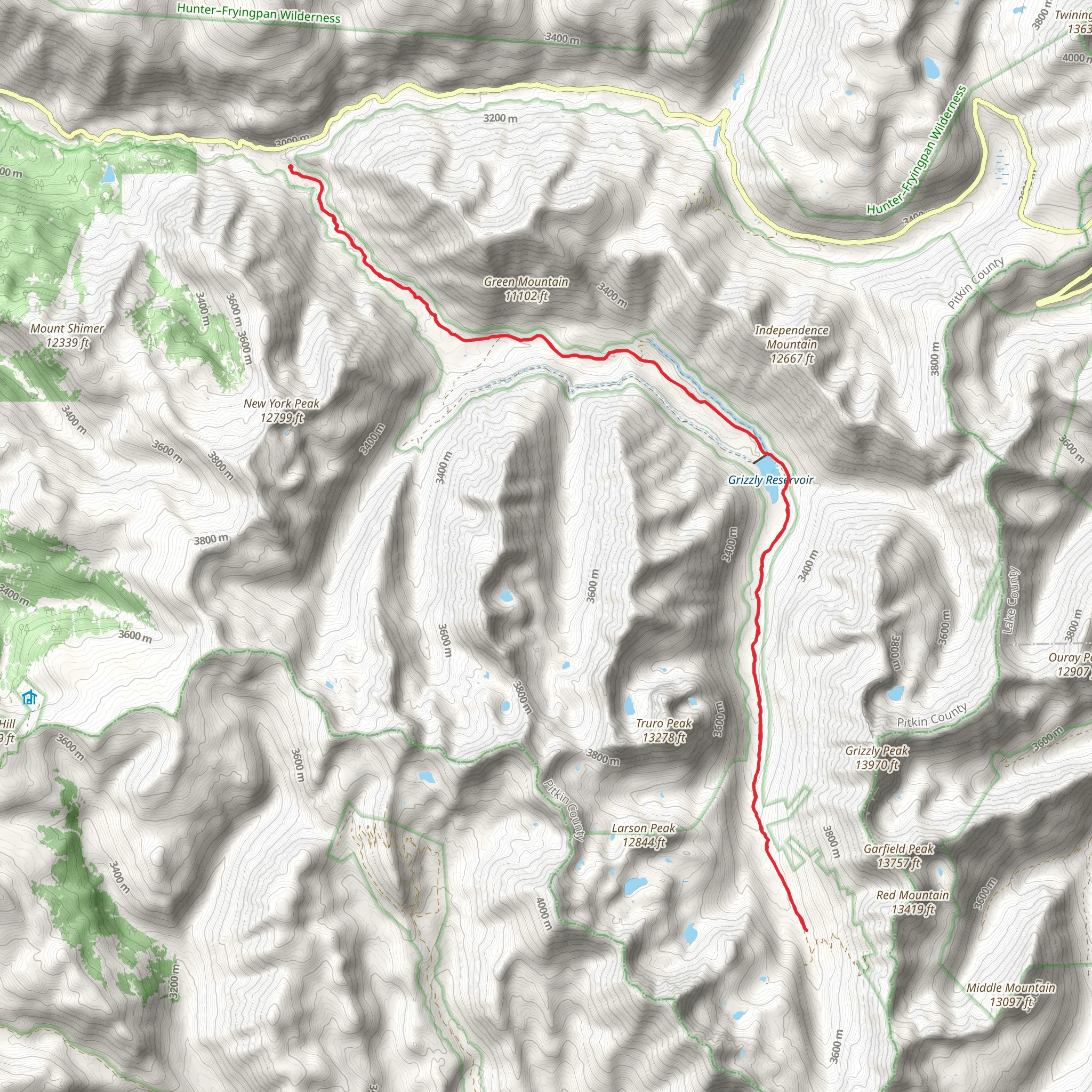 Grizzly Reservoir via Lincoln Creek Road mobile static map