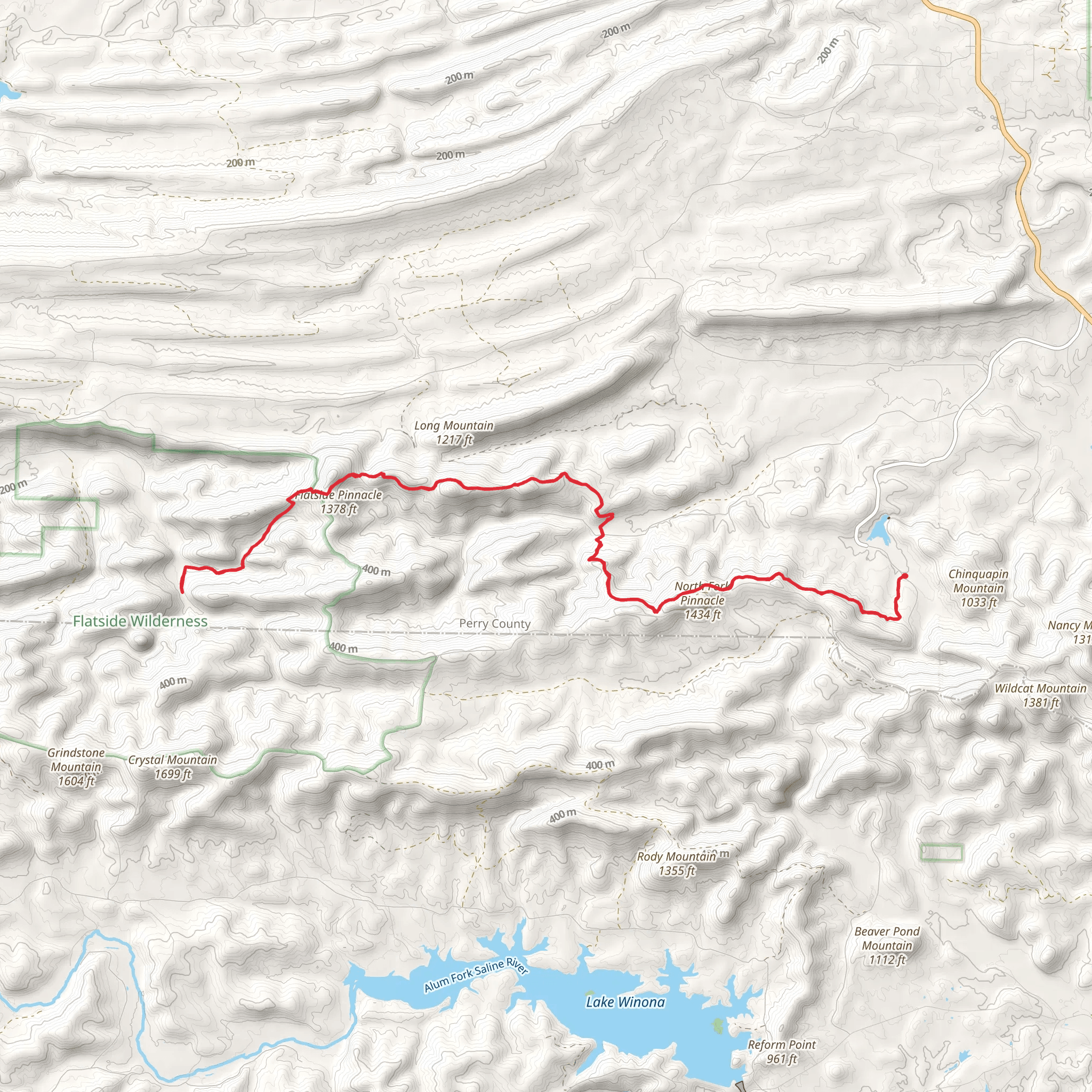 Flatside Pinnacle via Ouachita Trail Out and Back mobile static map