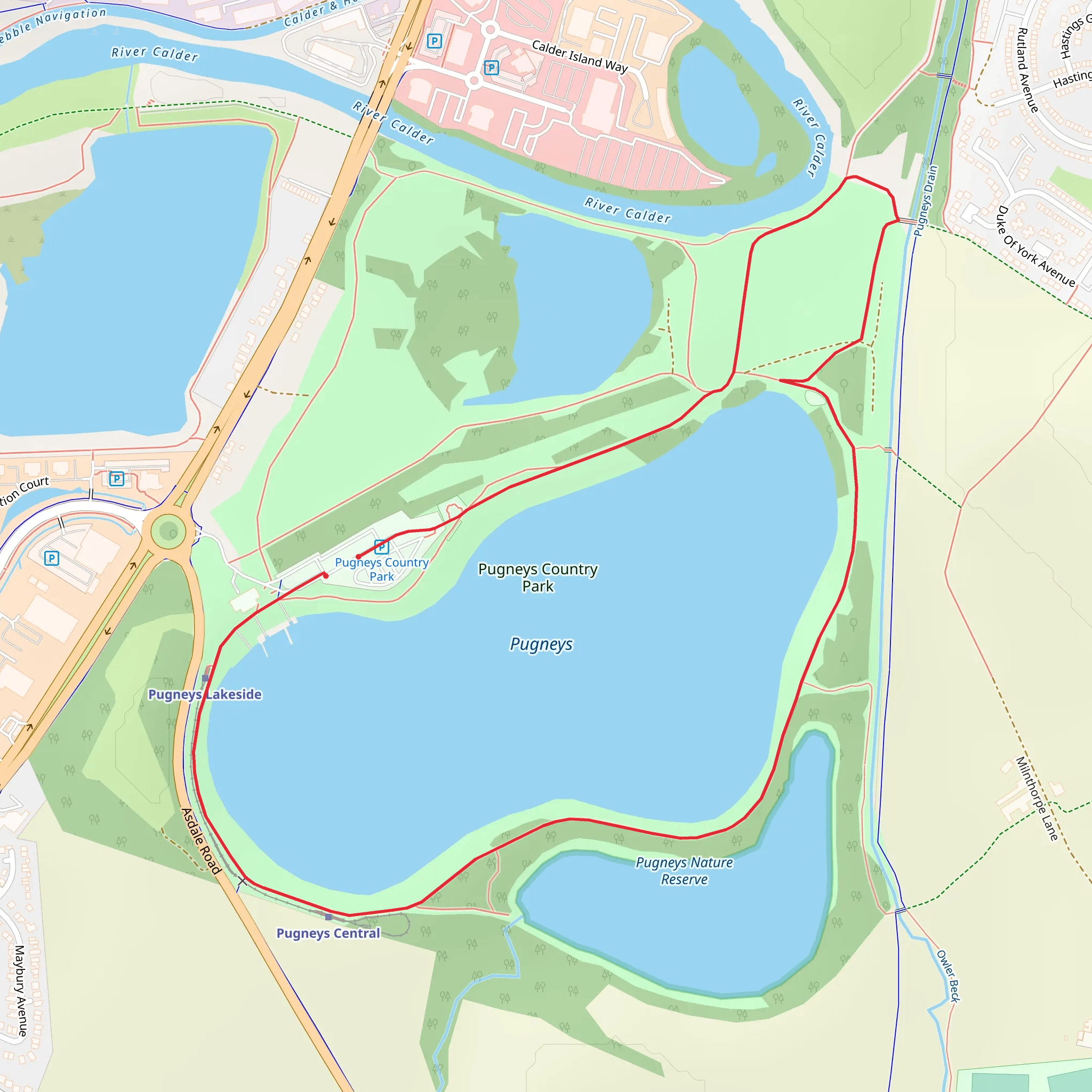 Pugneys Country Park Loop mobile static map
