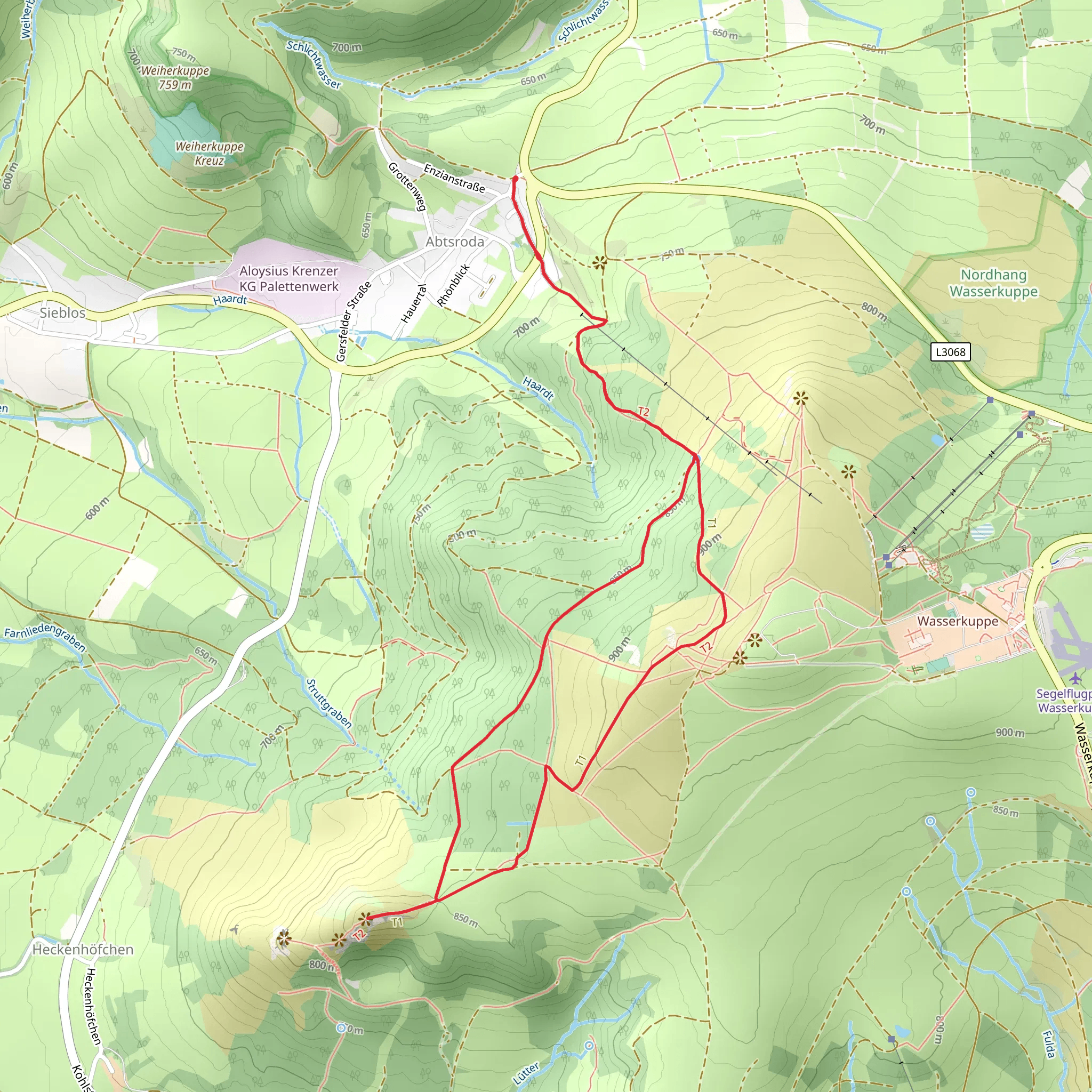 Pferdskopf and Wasserkuppe Loop via Ortesweg mobile static map