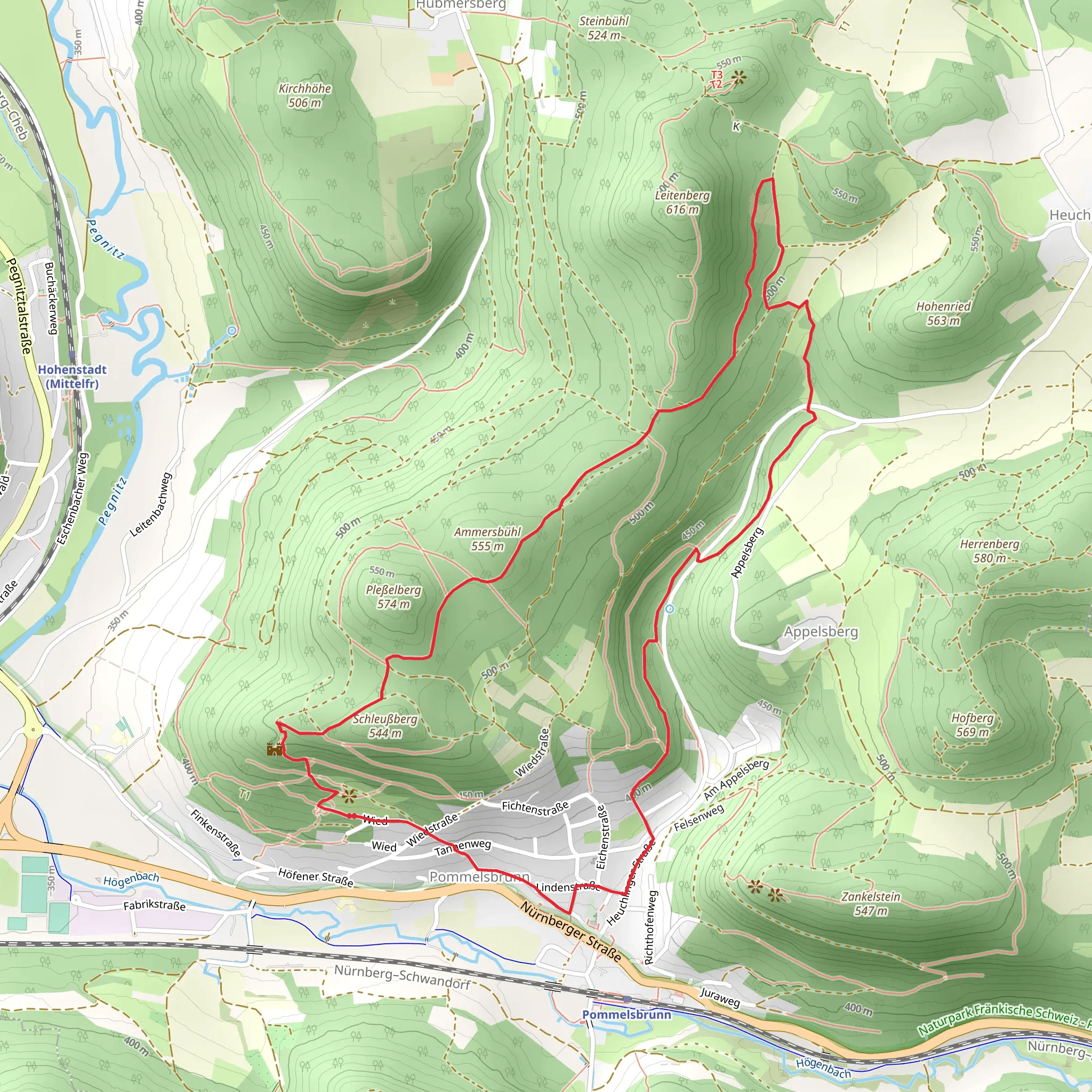 Wied, 7 Summits Weg Leitenberg and Gelbpunkt Loop mobile static map