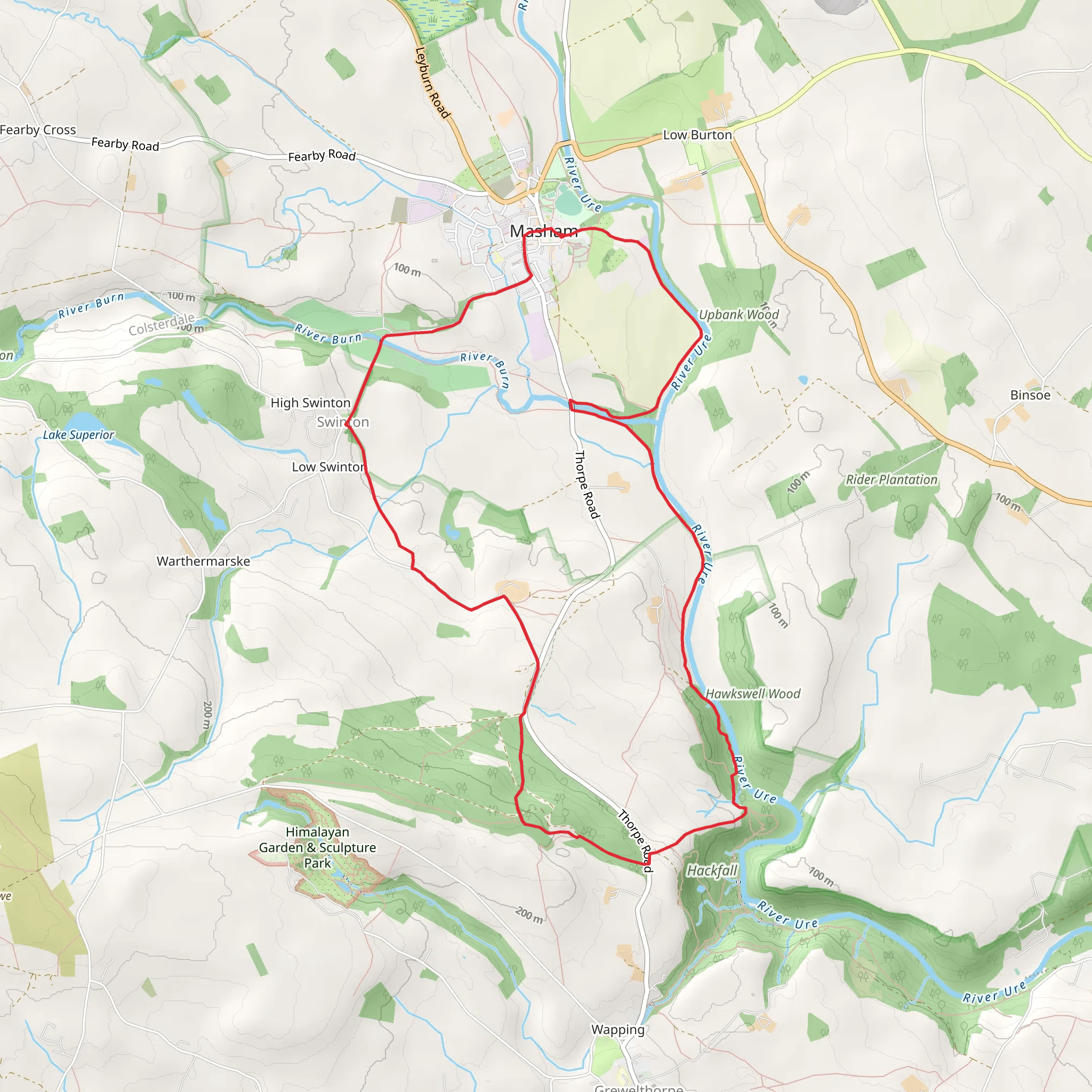 River Ure and Nutwith Common from Masham mobile static map
