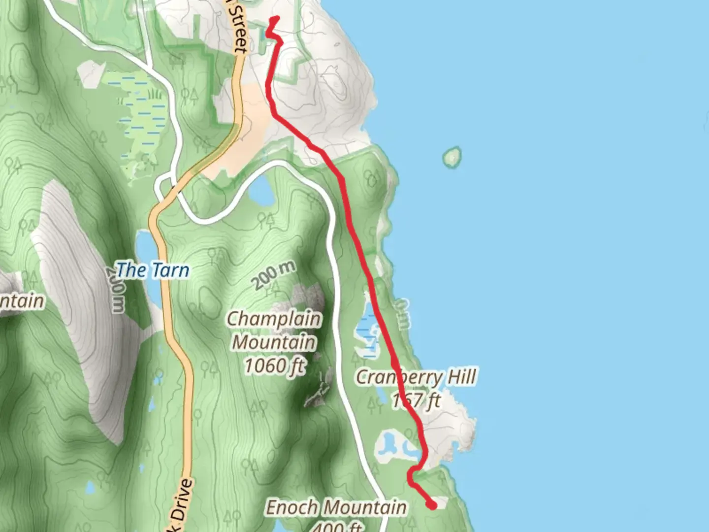 An image depicting the trail Schooner Head Path and its surrounding area.