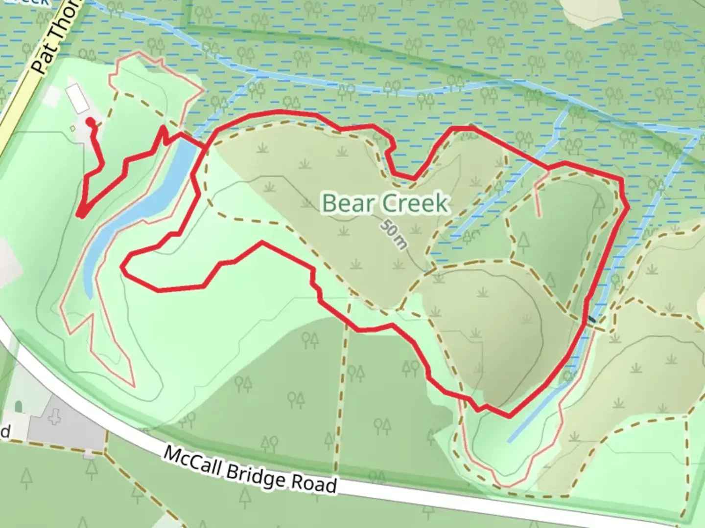 An image depicting the trail Living Forest and Bear Creek Loop Trail and its surrounding area.