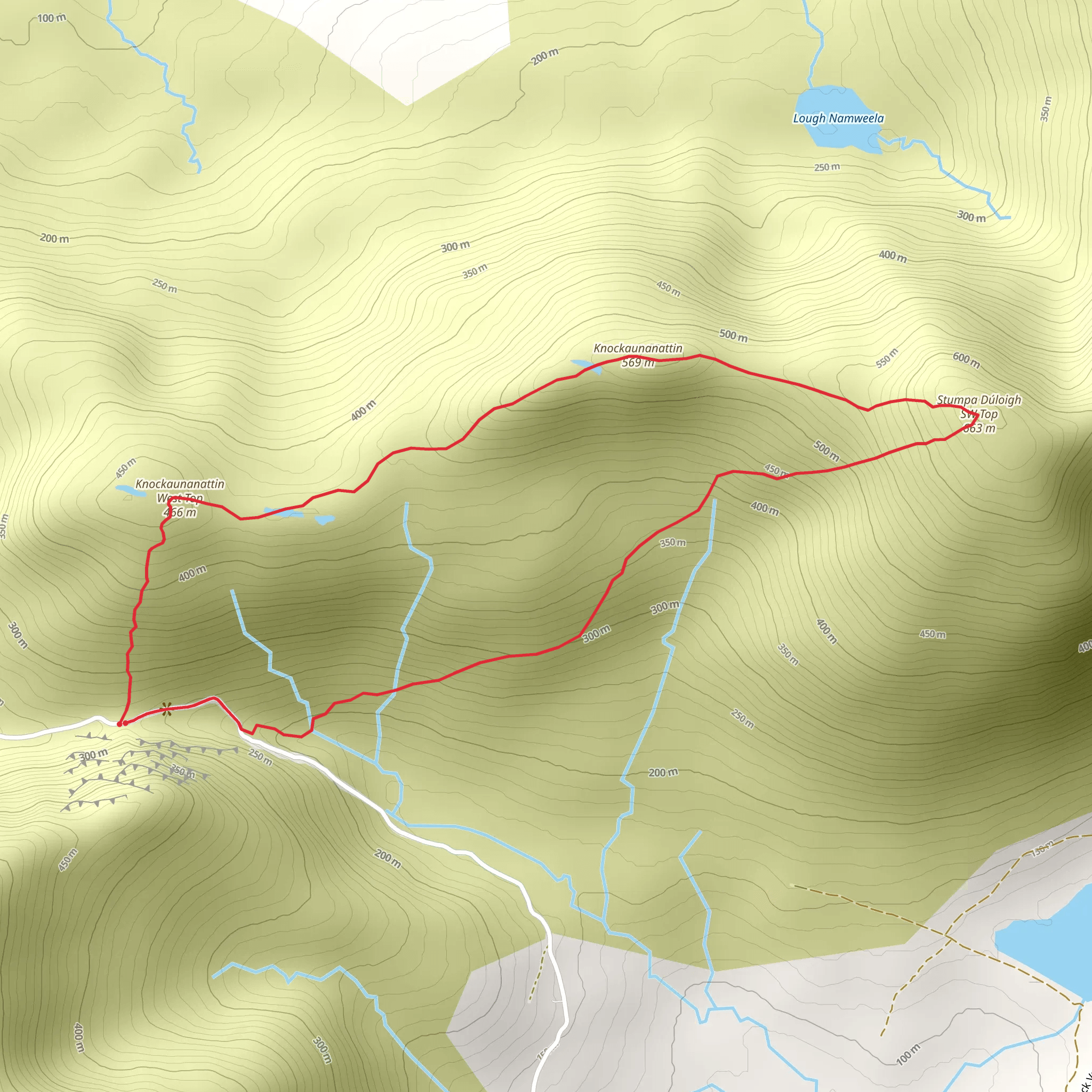 Knockaunauttin to Stumpa Duloigh SW mobile static map