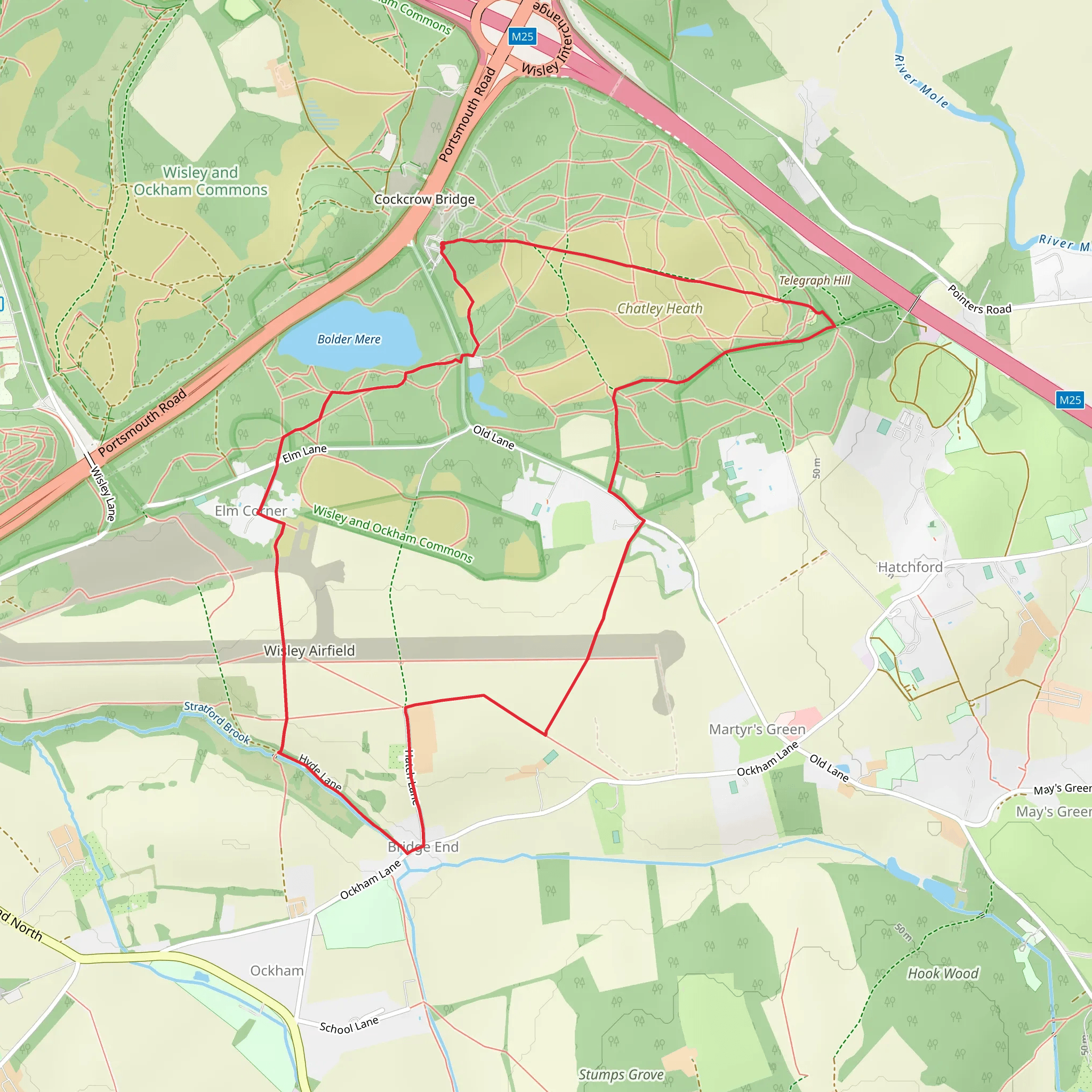 Hatchford Wood and Bolder Mere Loop mobile static map
