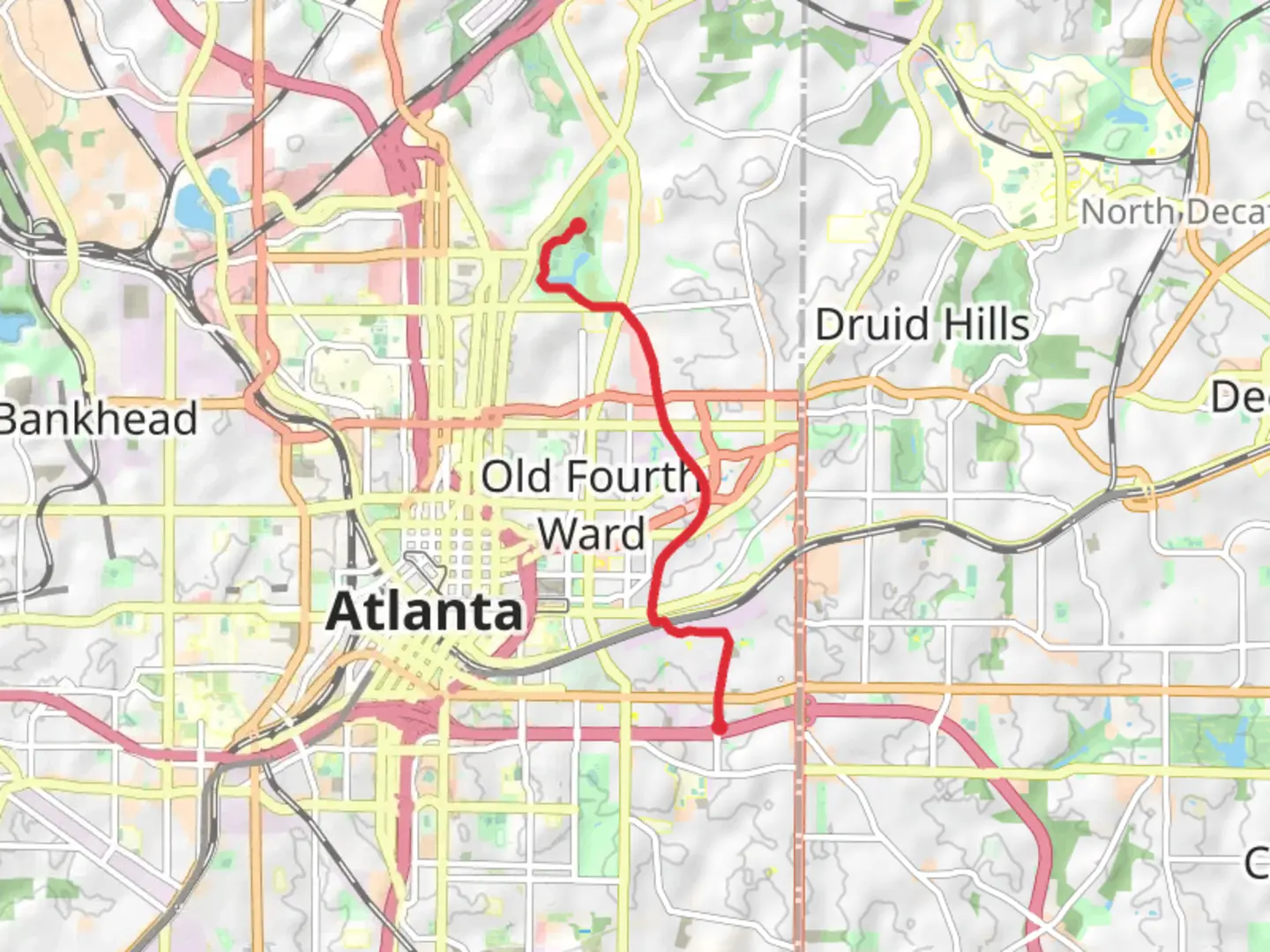 An image depicting the trail Atlanta BeltLine Eastside Trail and its surrounding area.