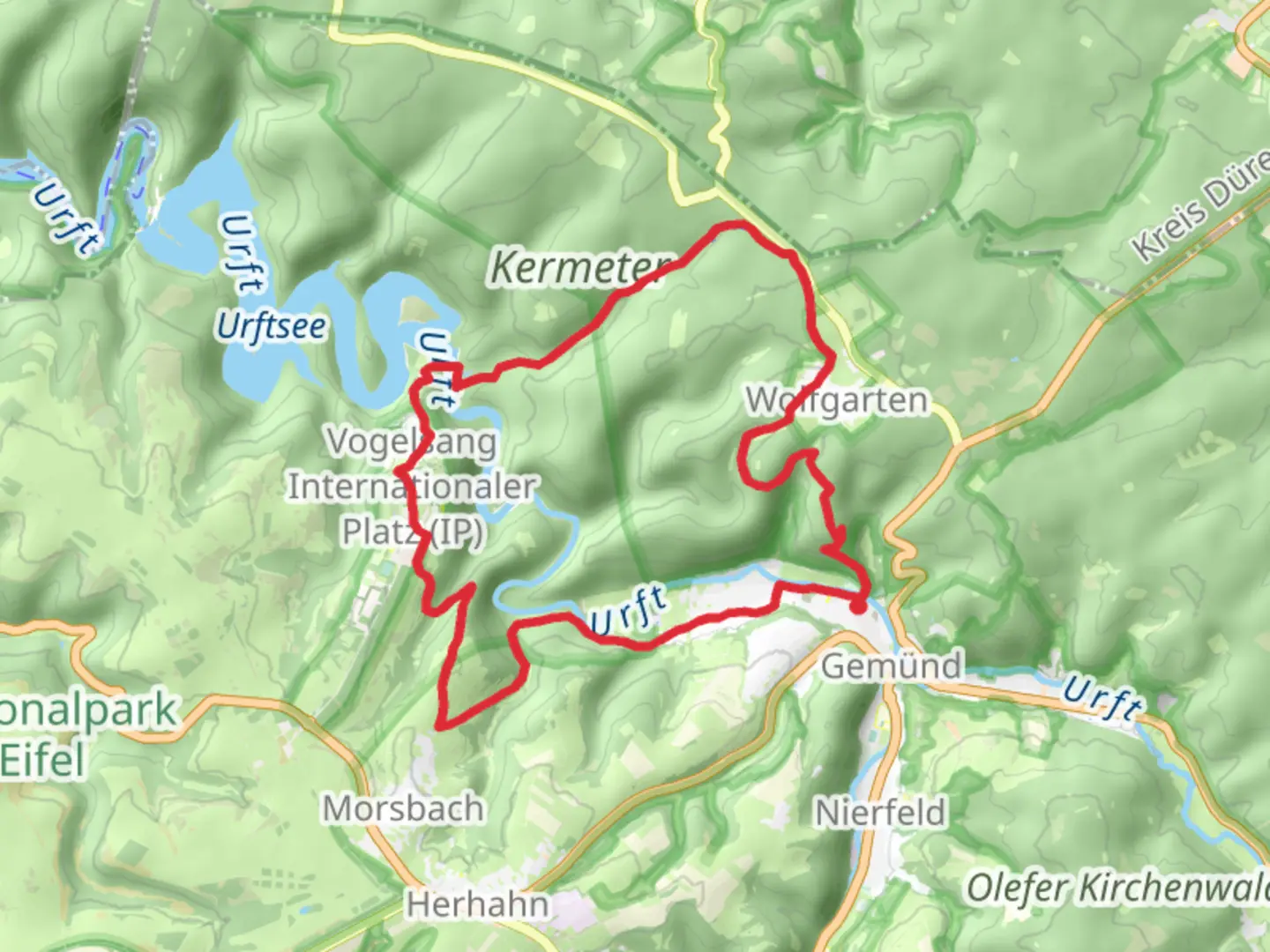 An image depicting the trail Gemund and Kermeter Loop and its surrounding area.