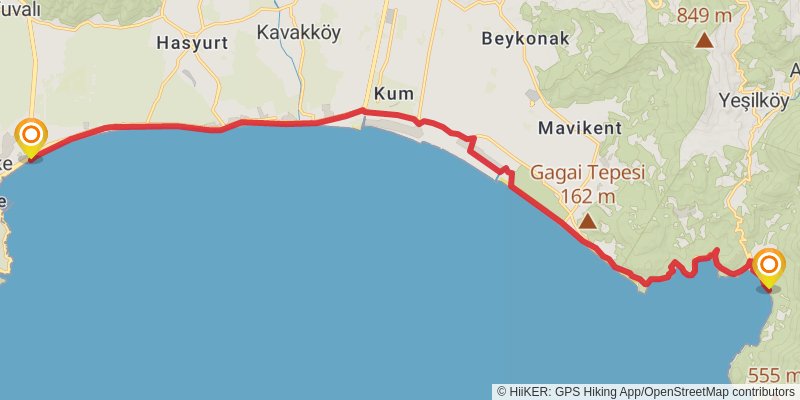 Lycian Way stage 19 Map