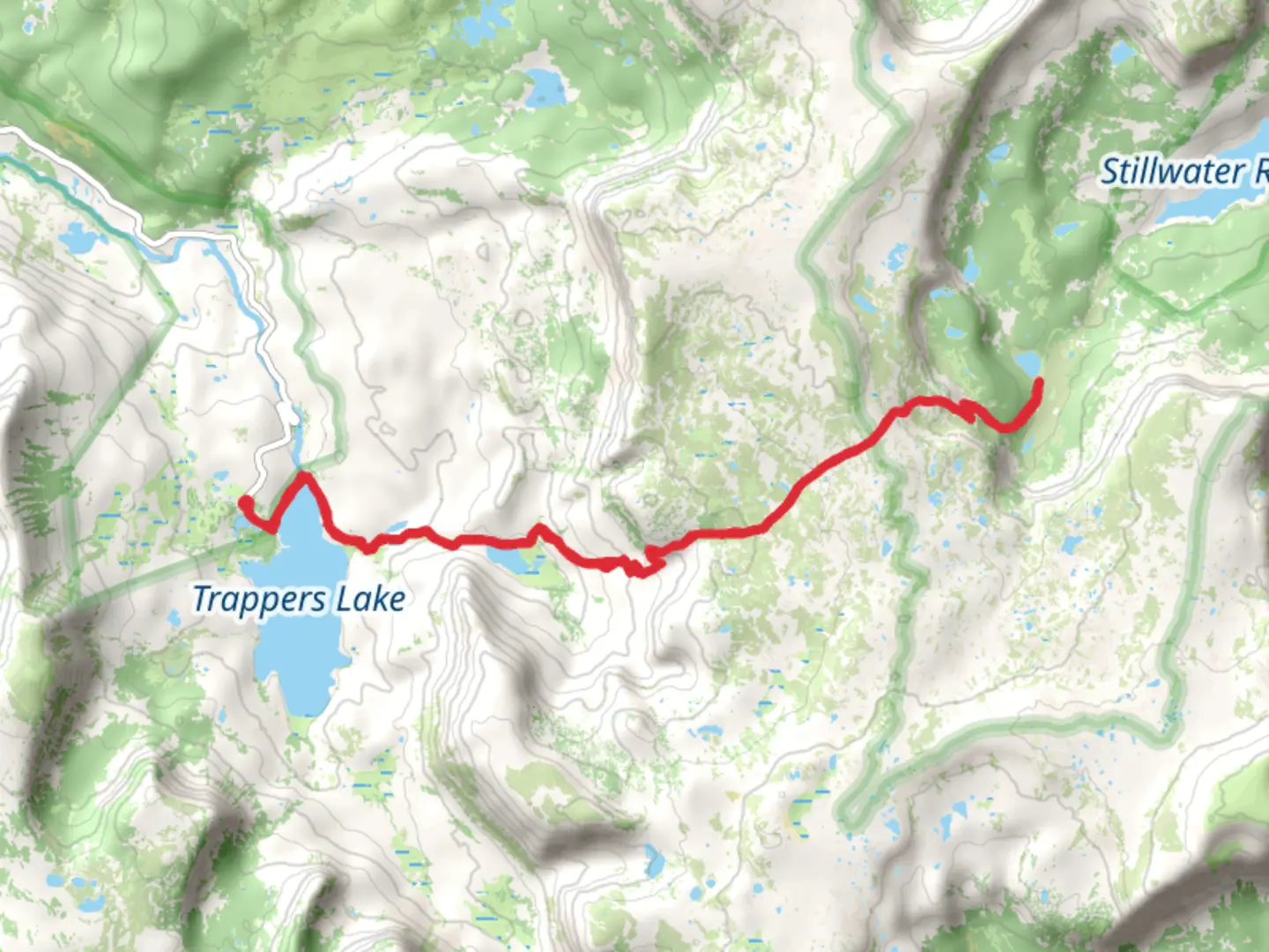 An image depicting the trail Mosquito Lake and Trappers Lake via Scotts Lake Trail and its surrounding area.