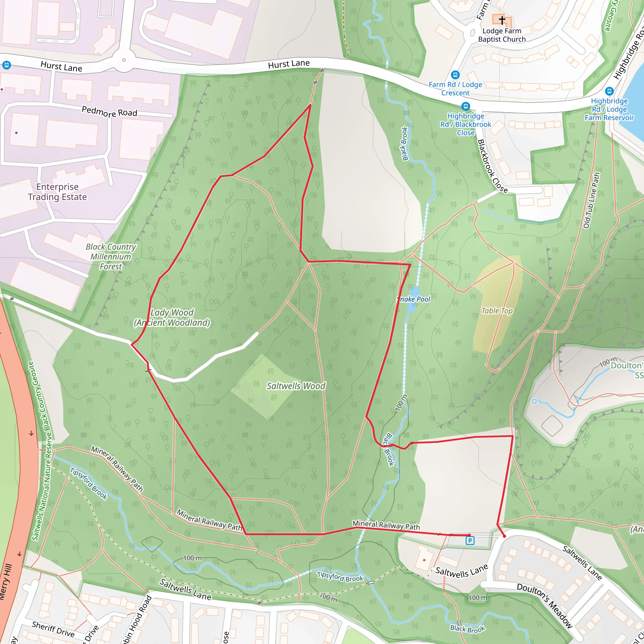 Saltwells Nature Reserve Loop mobile static map