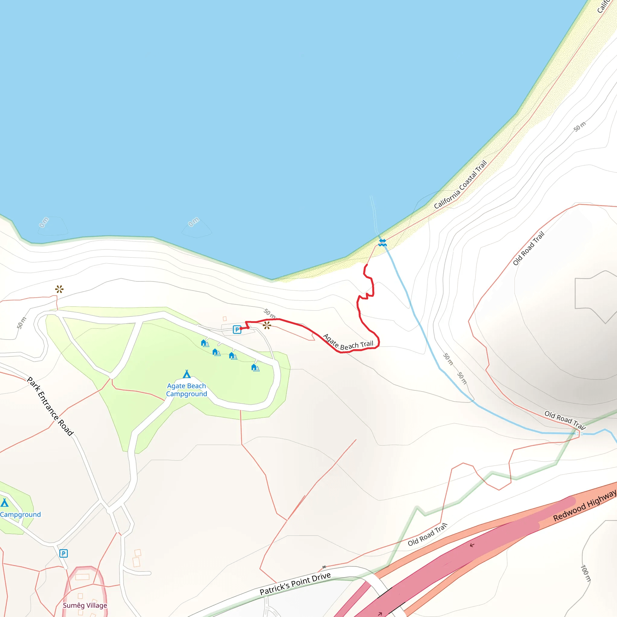 Agate Beach Trail mobile static map