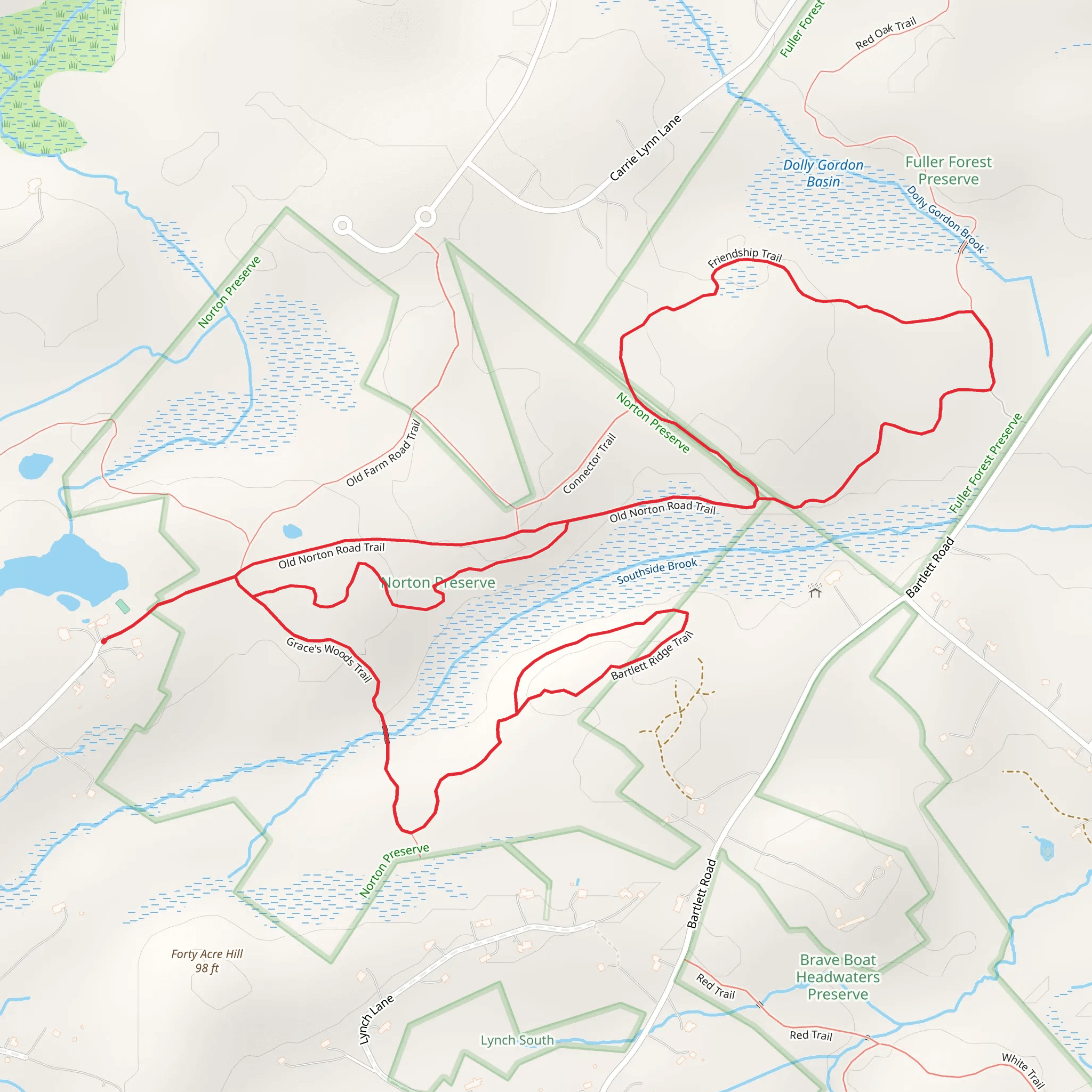 Barlett Ridge Trail and Friendship Trail Loop mobile static map