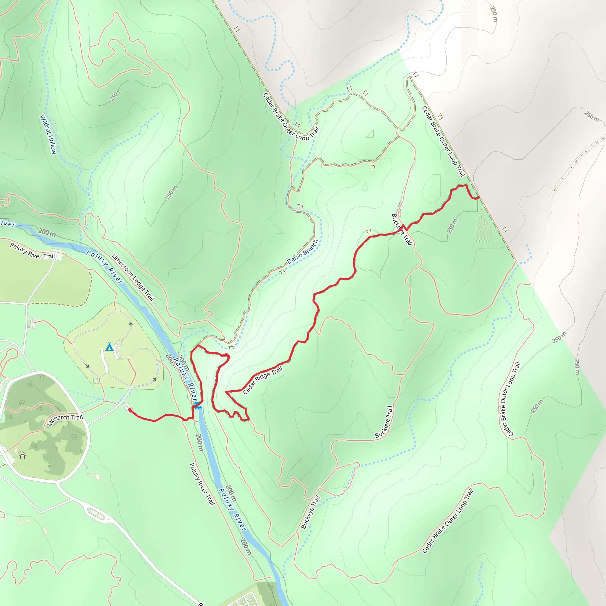 Cedar Ridge Trail mobile static map