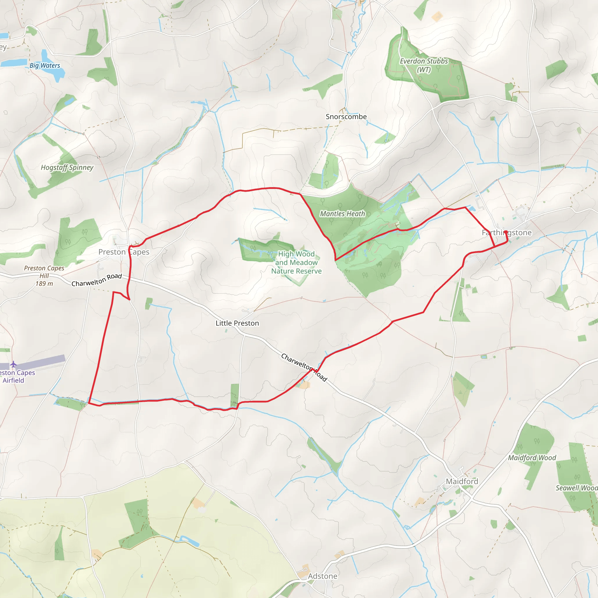 Preston Capes Country Park Loop mobile static map