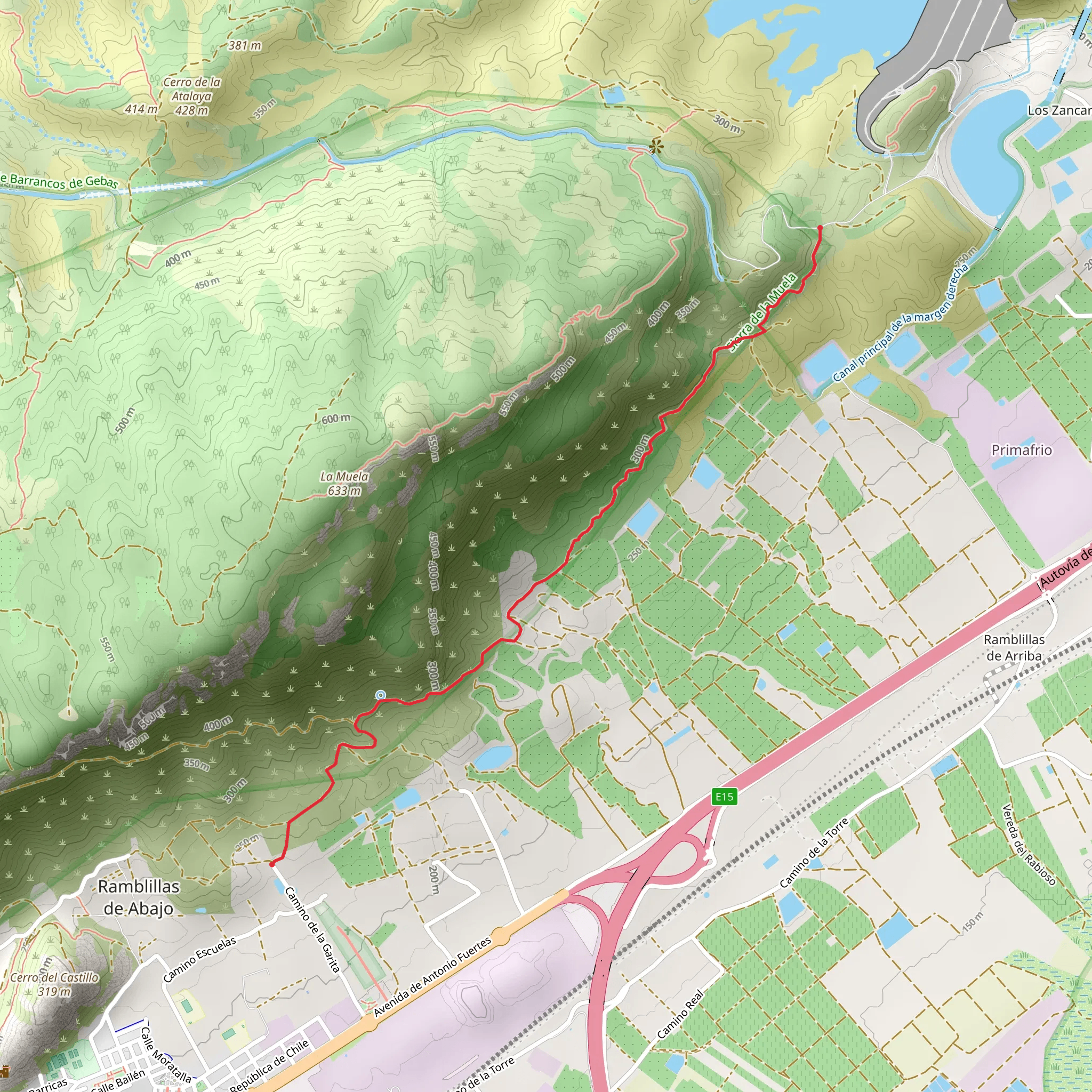 Fuente del Borrego Trail PR MU 111 mobile static map
