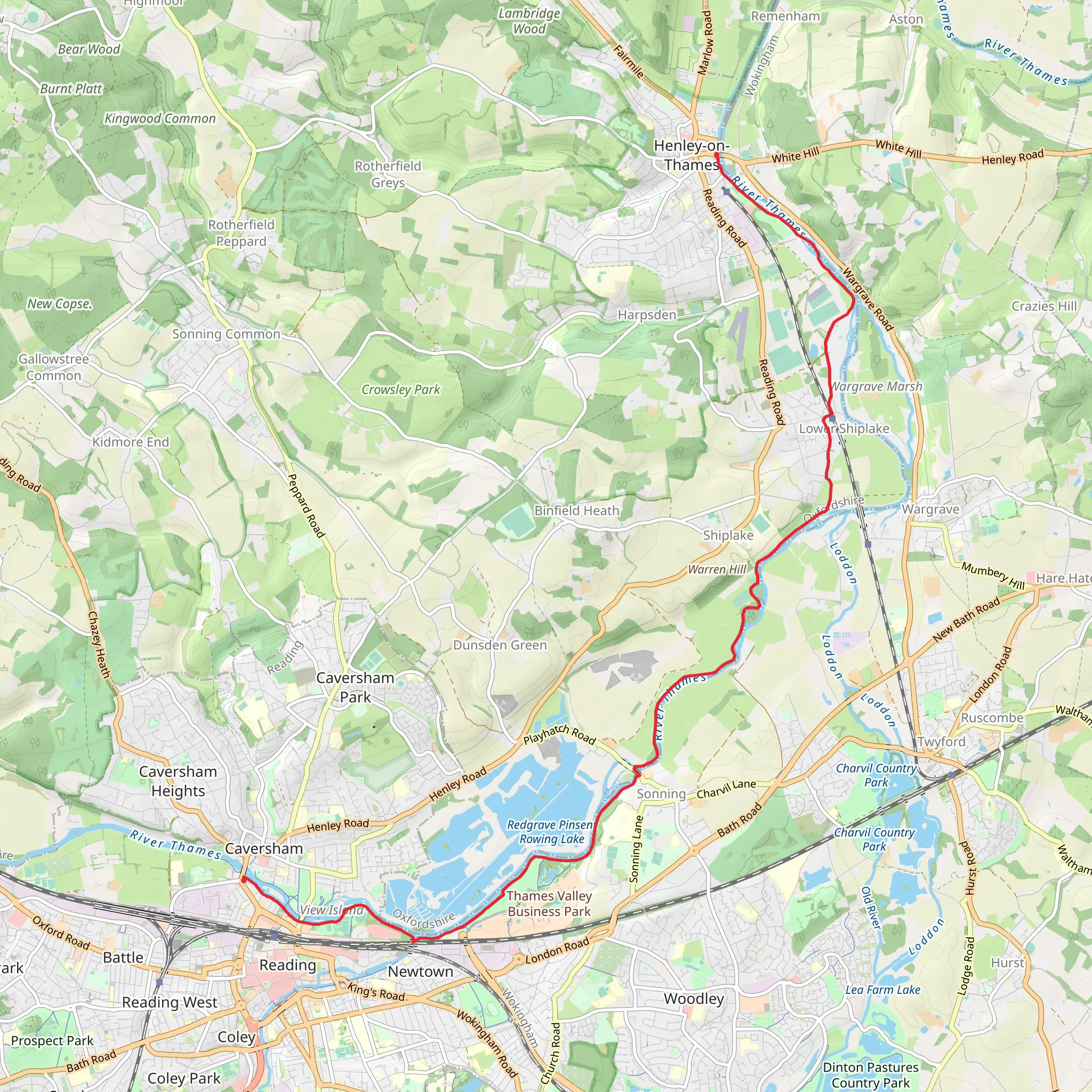 Reading to Henley Walk mobile static map