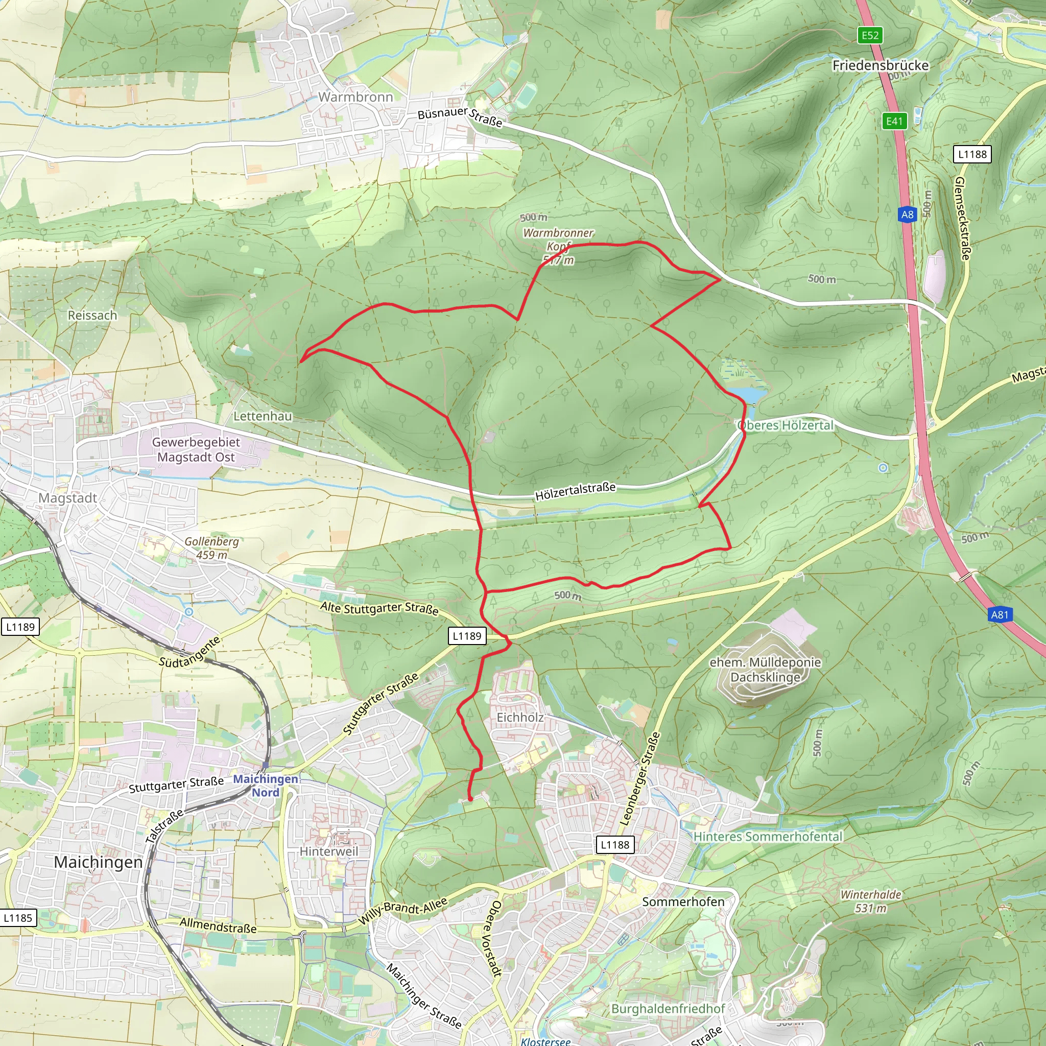 Hölzersee, Warmbronner Kopf and Krumm Baumle Loop mobile static map