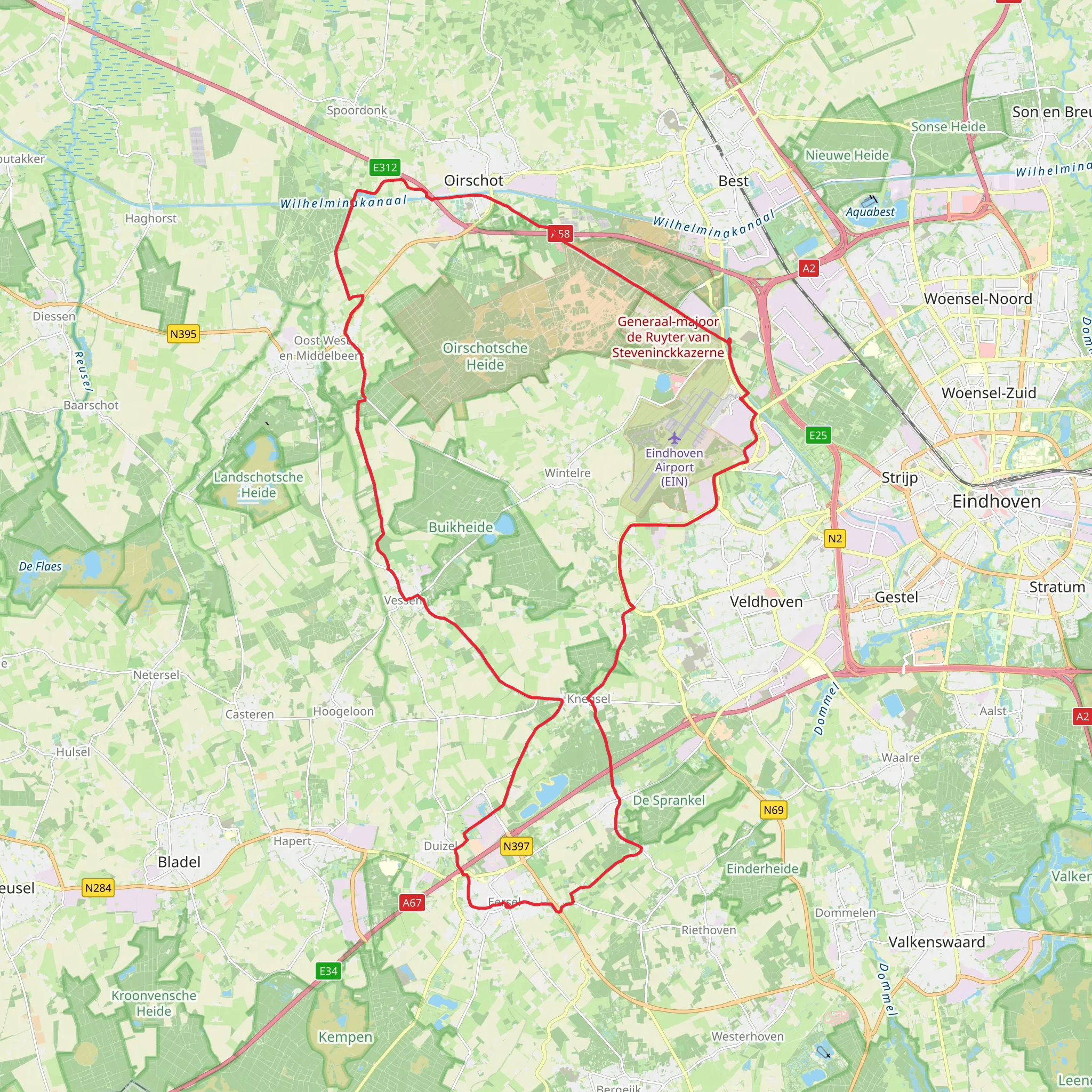 Oersebaan, Welschappad and Eindhovensedijk Loop mobile static map