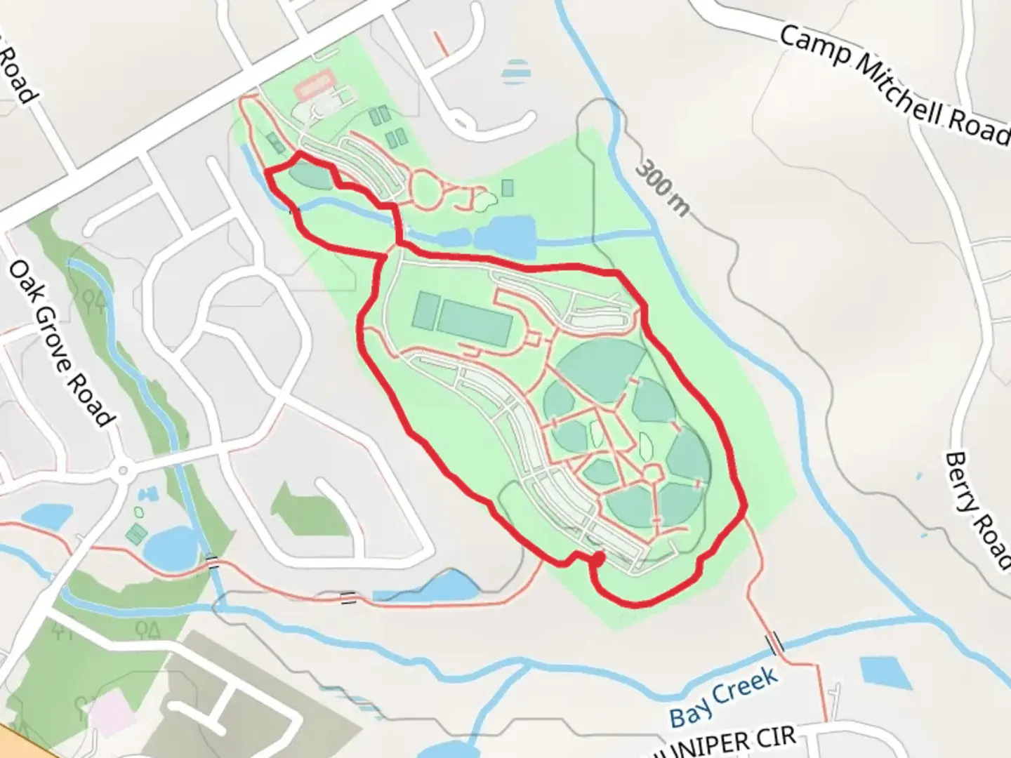 An image depicting the trail Caditz Lane Loop and its surrounding area.