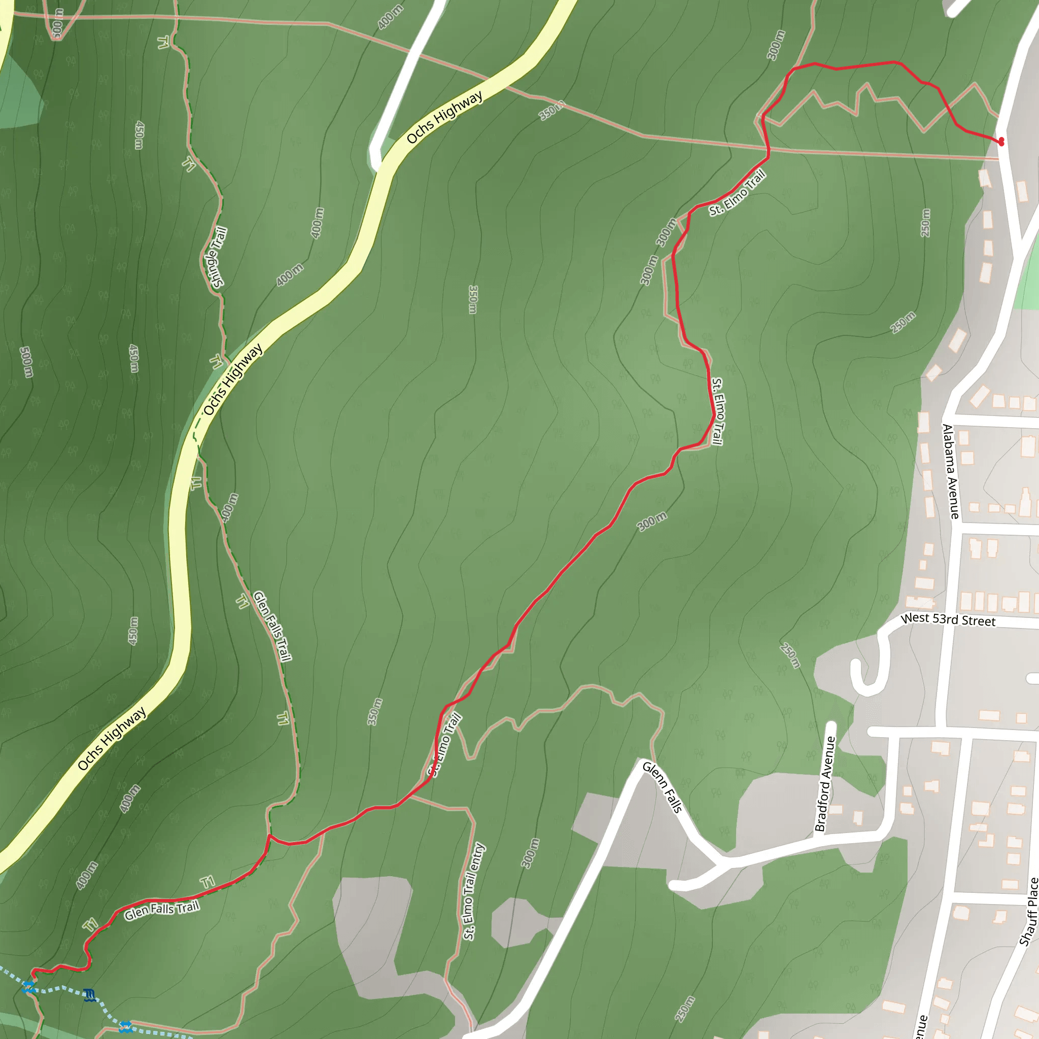 St Elmo Trail mobile static map