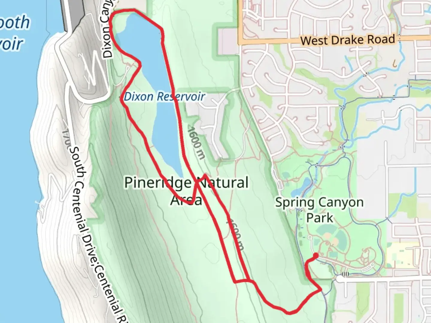 An image depicting the trail Dixon Reservoir Loop and its surrounding area.