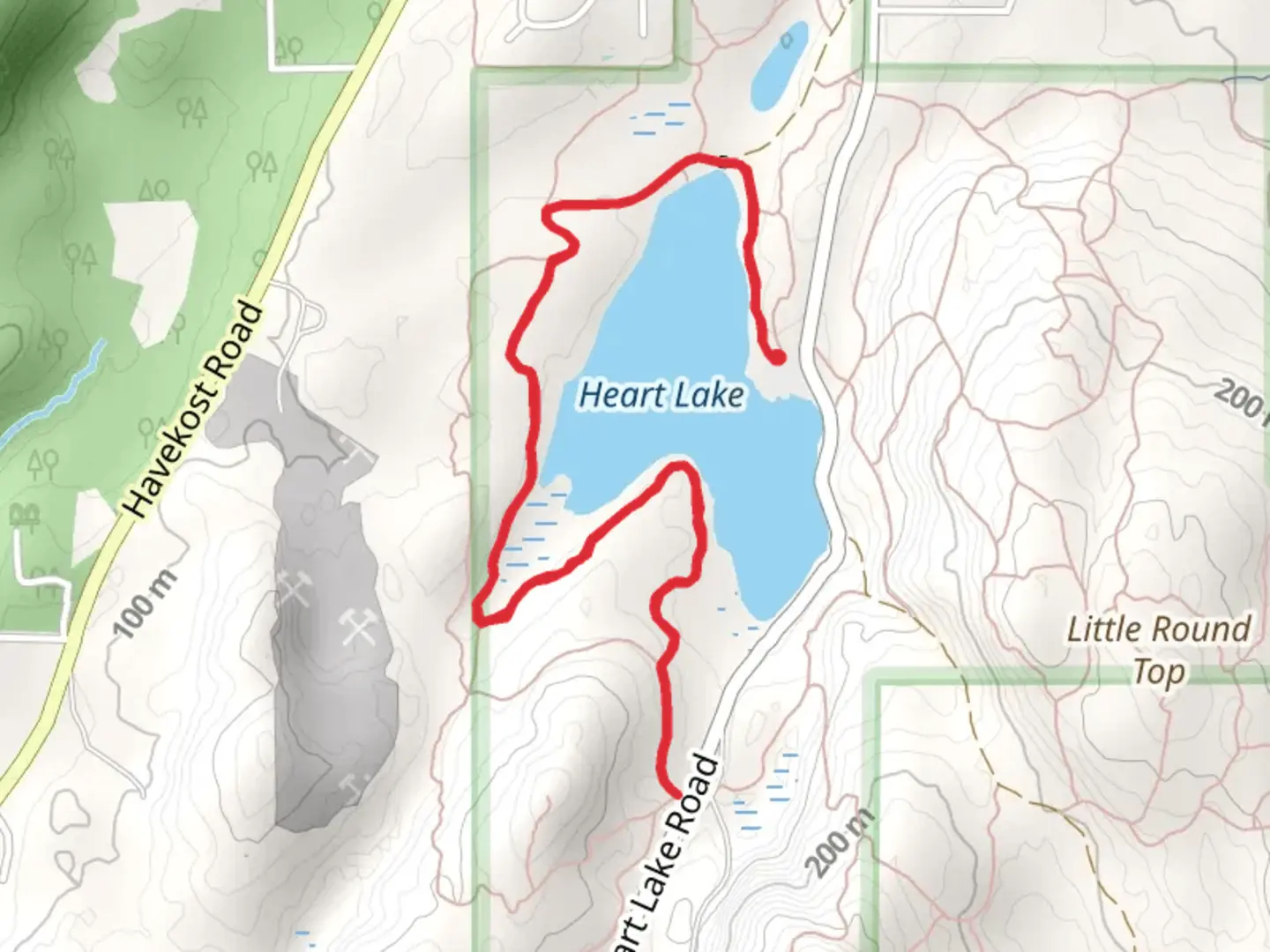 An image depicting the trail Heart Lake Walk and its surrounding area.