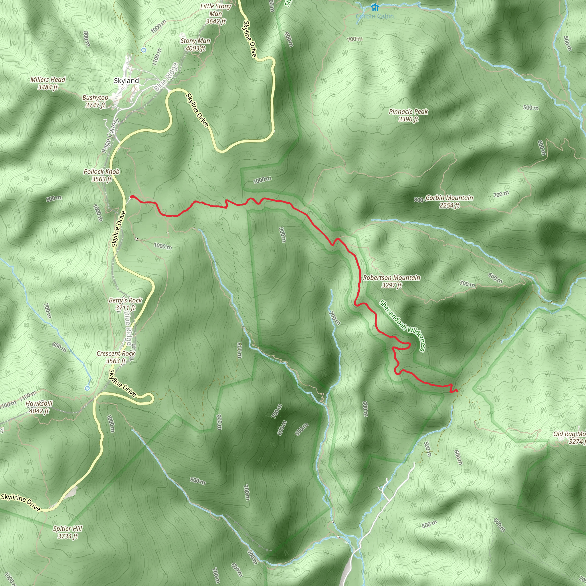 Old Rag Road Trail mobile static map