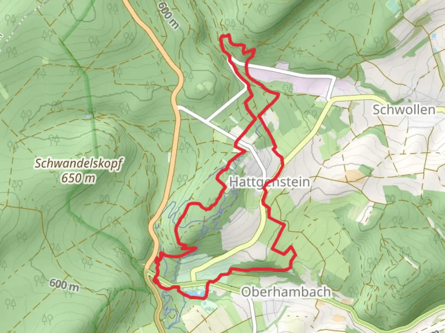 An image depicting the trail Götzenbach and Traumschleife Loop and its surrounding area.