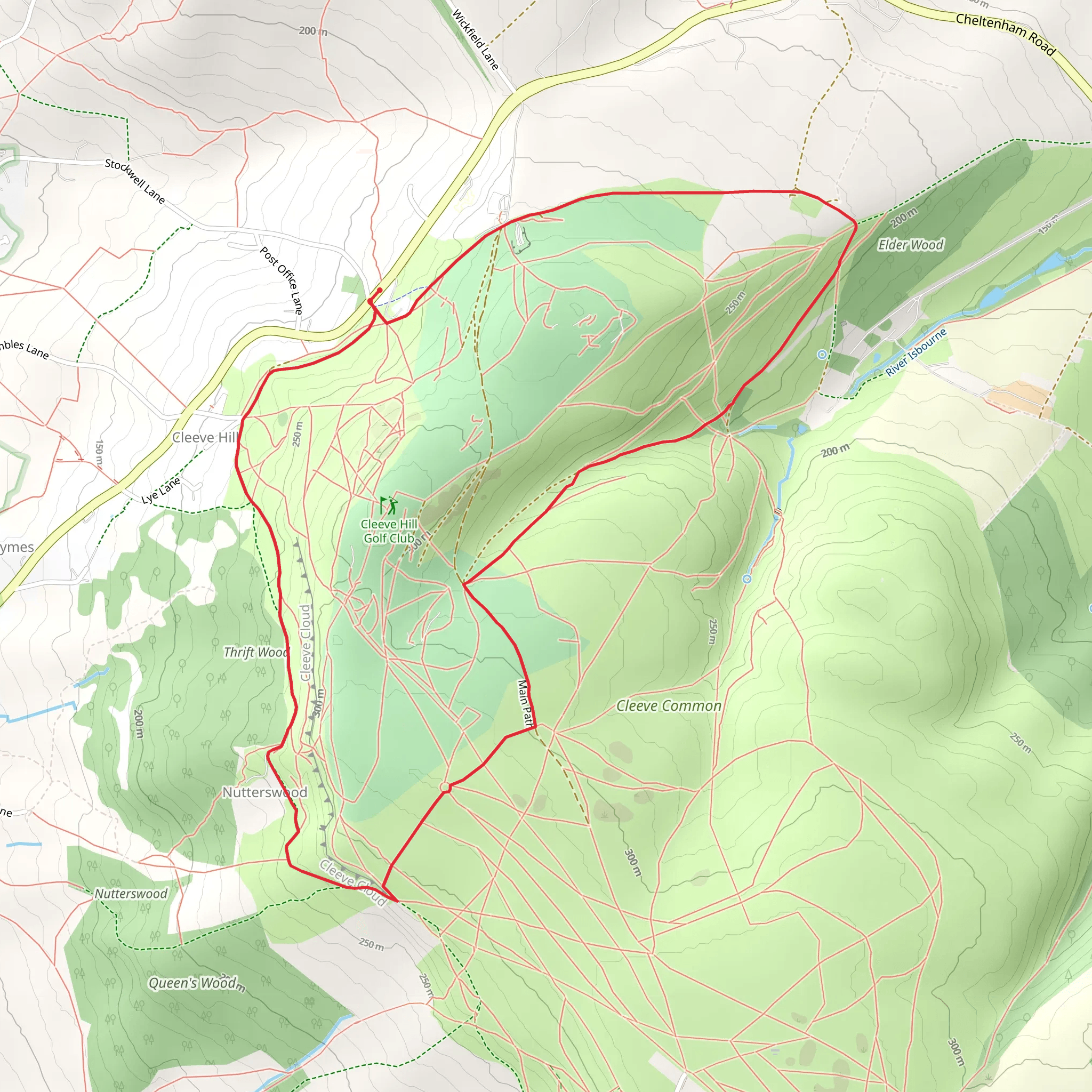 Winchcombe Way and Thrift Wood Loop mobile static map