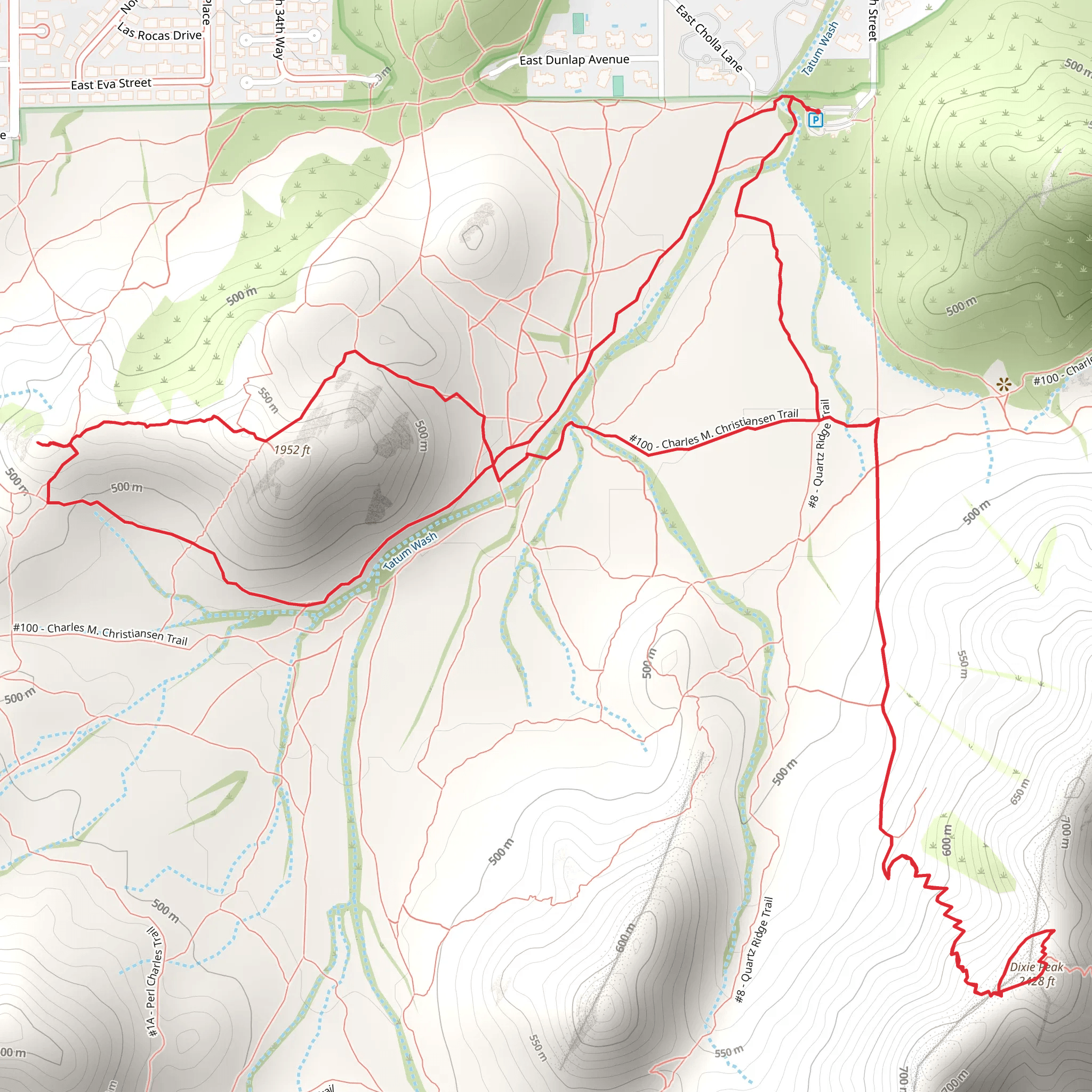 Dixie Peak via LV Yates Trail and Rattle Saddle Loop Trail mobile static map
