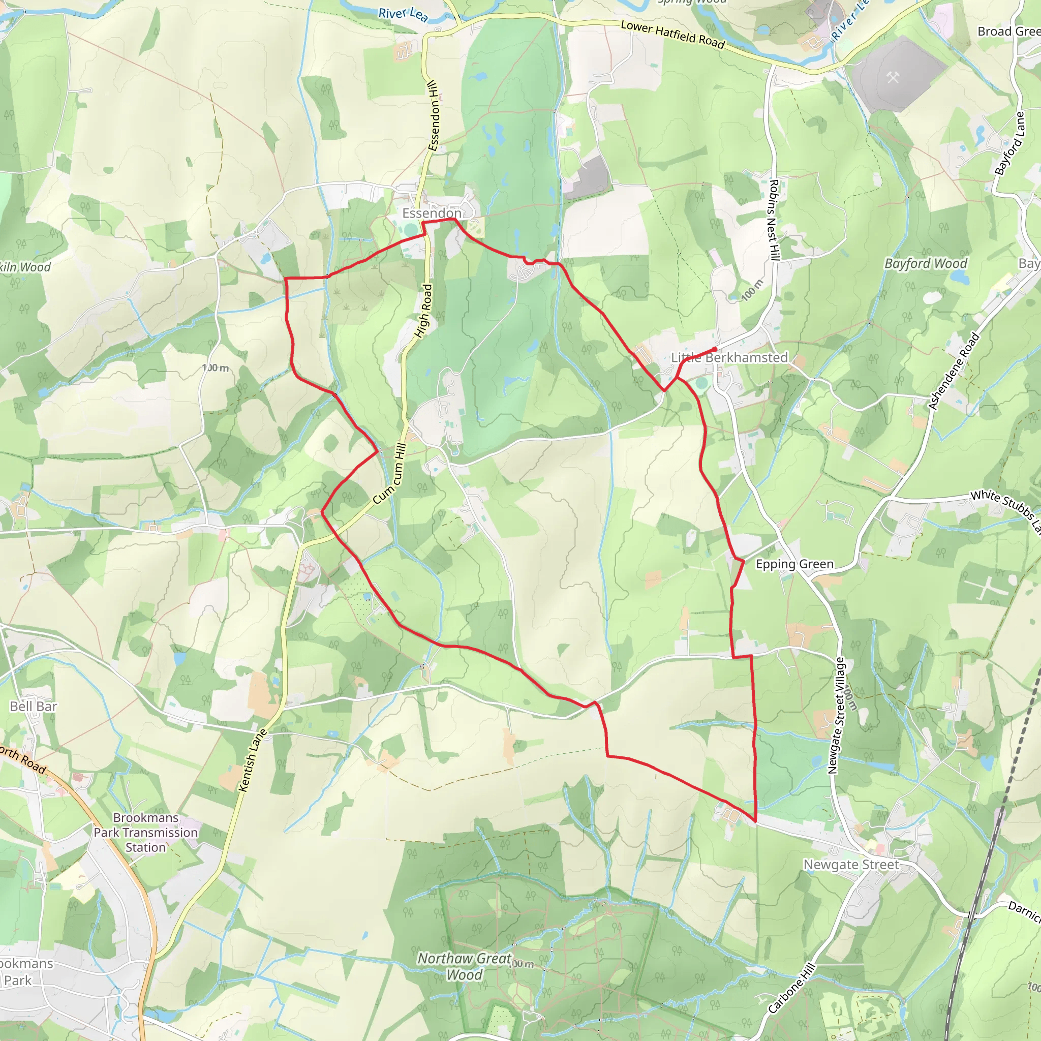 Essendon and Little Berkhamsted Circular mobile static map