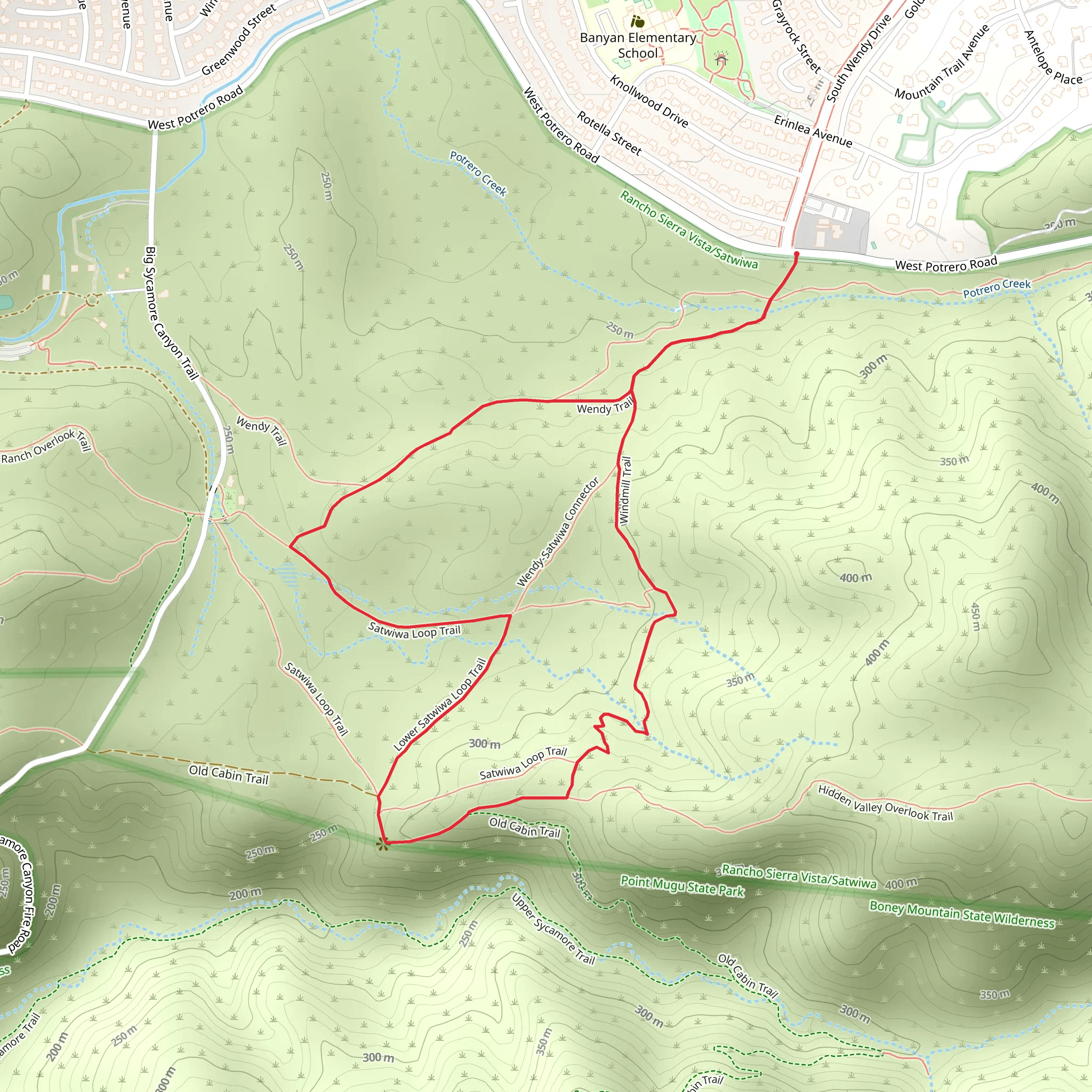 Wendy, Lower Satwiwa and Windmill Loop Trail mobile static map