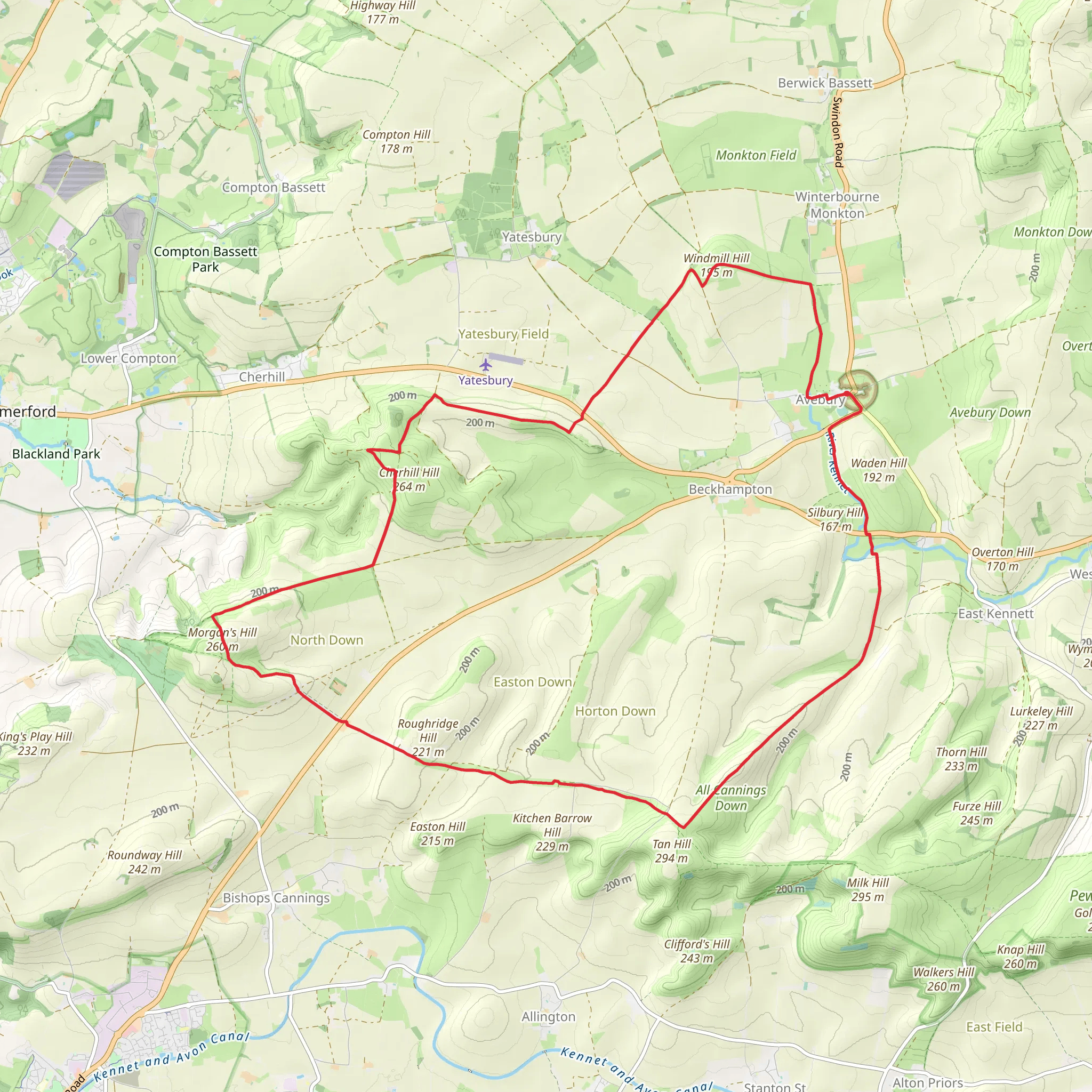 Avebury Western Loop via Oldbury Castle mobile static map