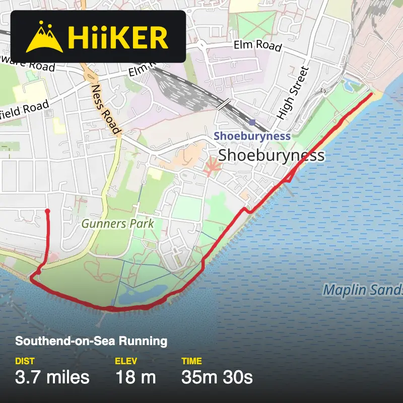 A map preview of the recording Southend-on-Sea Running.
