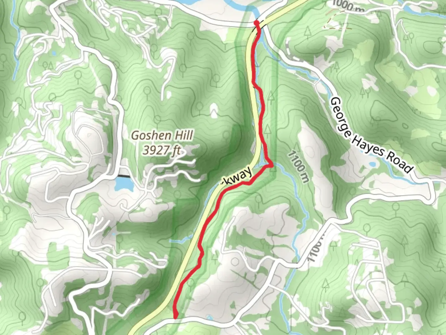 An image depicting the trail Mountains-to-Sea Trail from Bamboo Road and its surrounding area.
