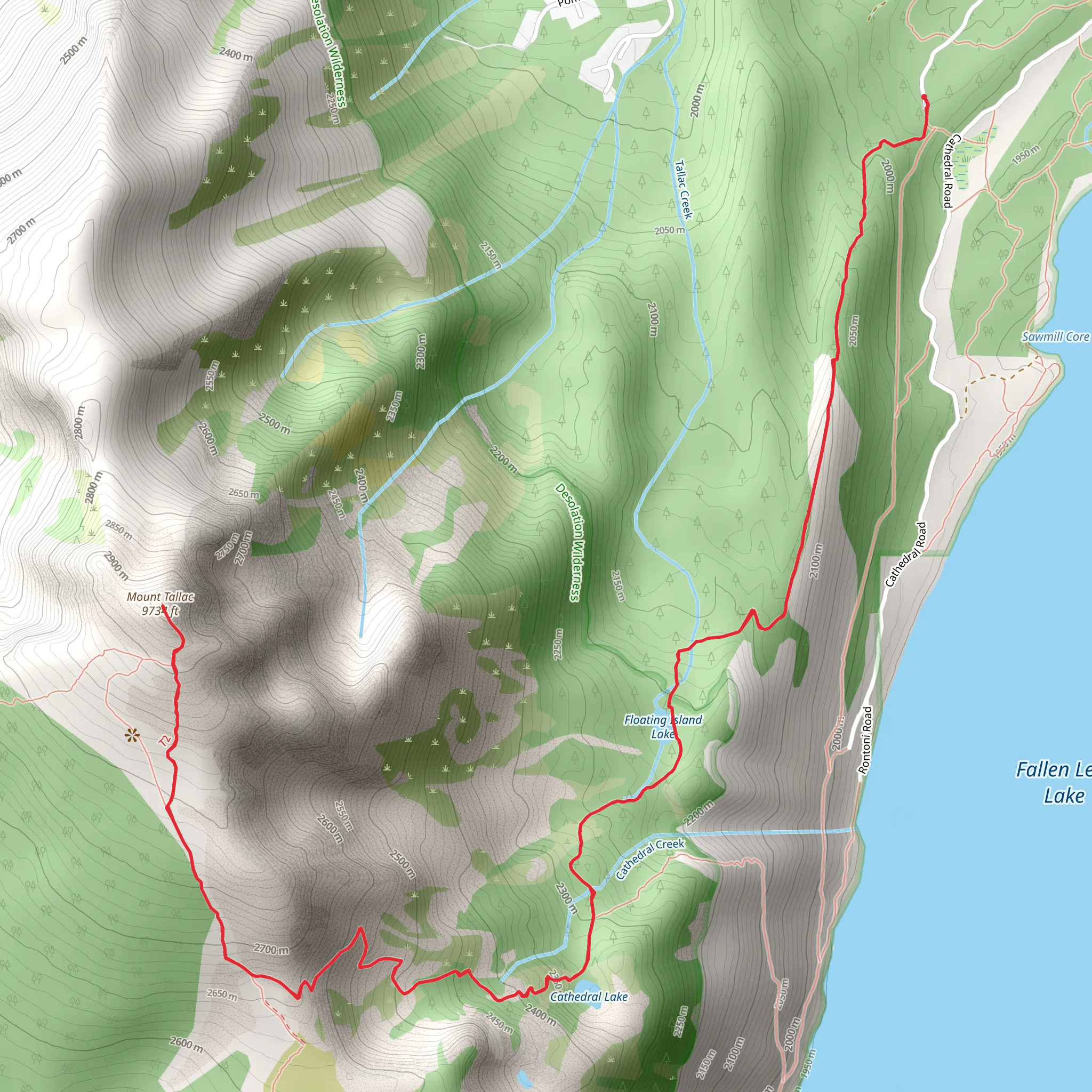 Mount Tallac mobile static map