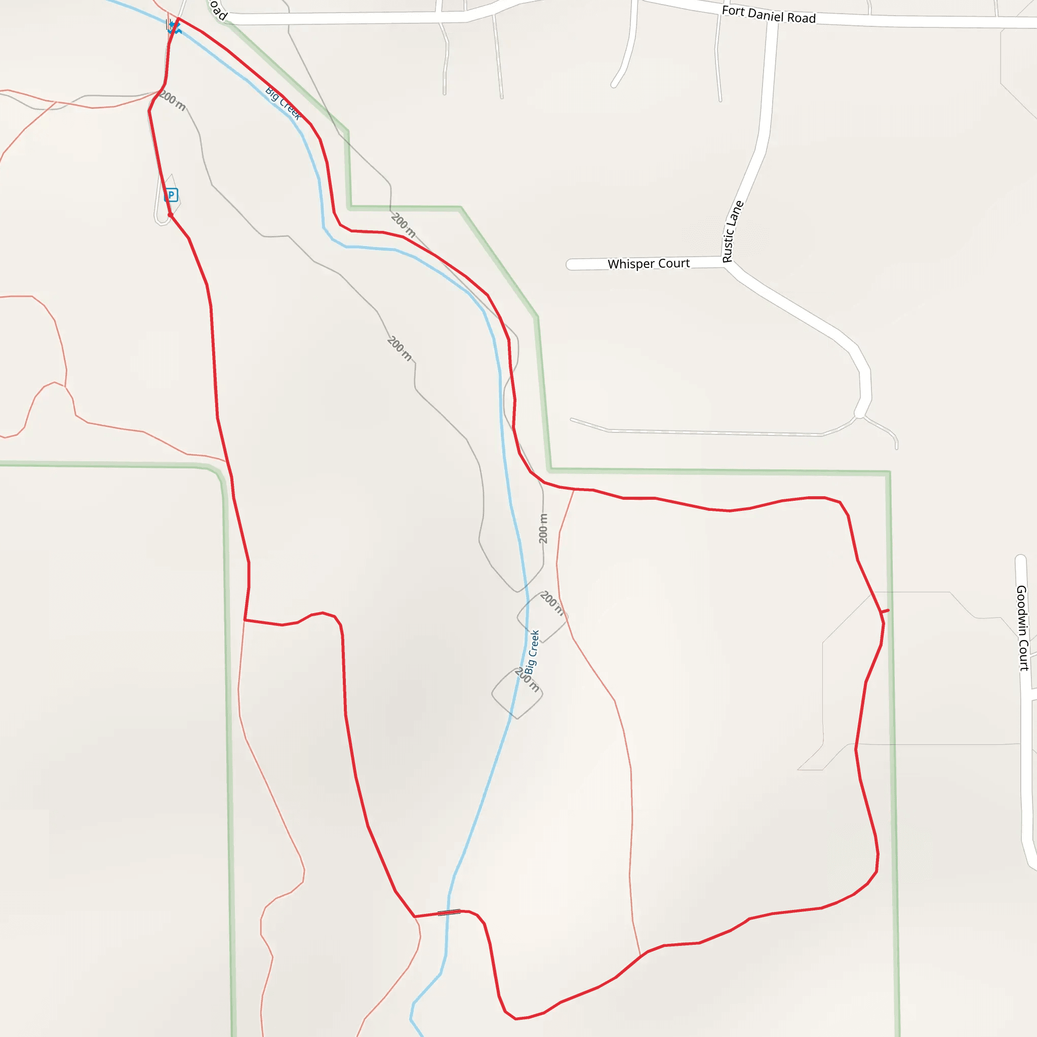 Loop around Big Creek mobile static map