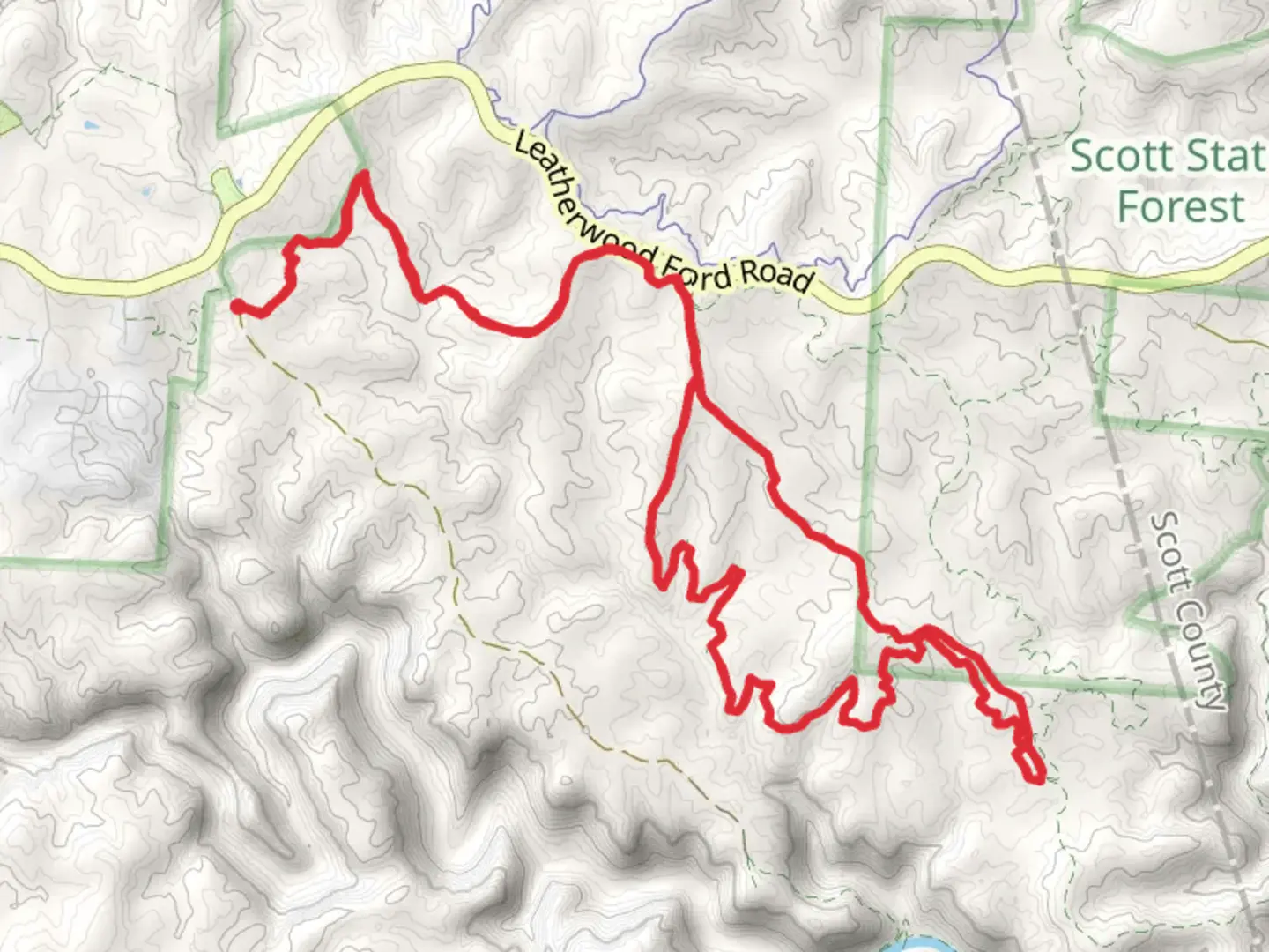 An image depicting the trail North White and Grooms Branch Trail Cumberland Valley Loop Trail and its surrounding area.