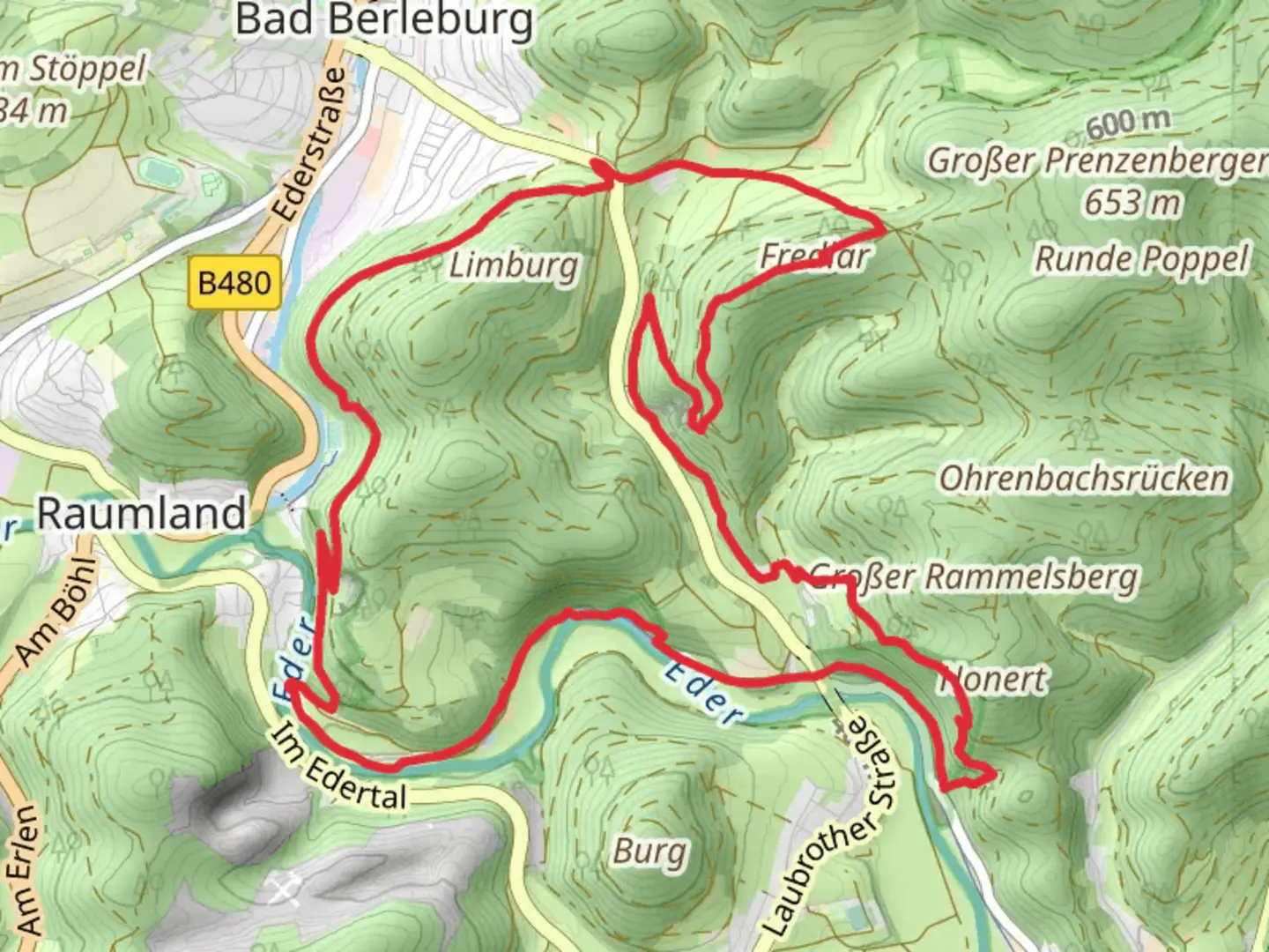 An image depicting the trail Wittgensteiner Schieferpfad Loop and its surrounding area.