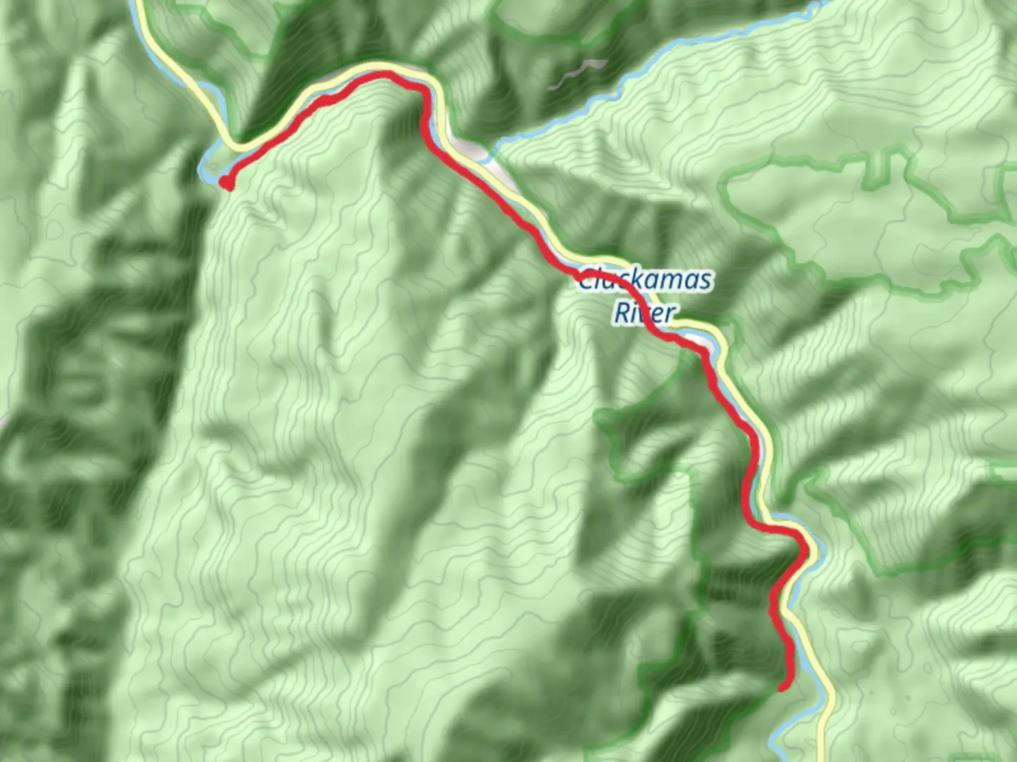 An image depicting the trail Clakamas River Trail - 715 and its surrounding area.