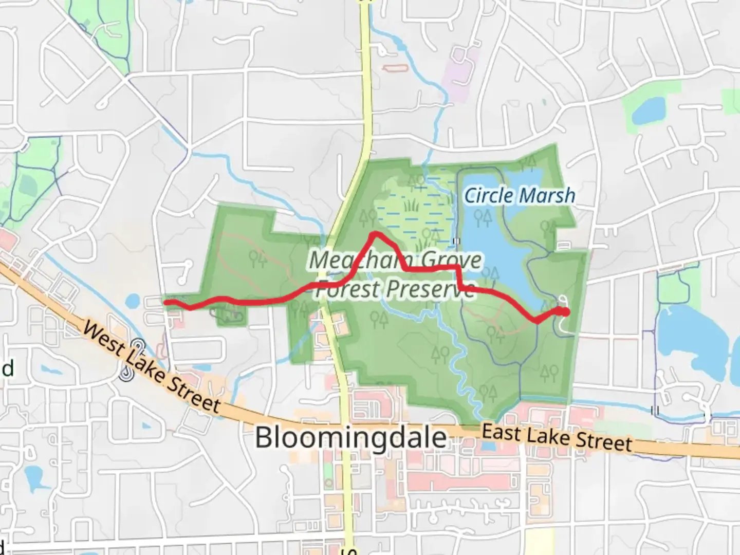 An image depicting the trail North Central DuPage Regional Trail and its surrounding area.