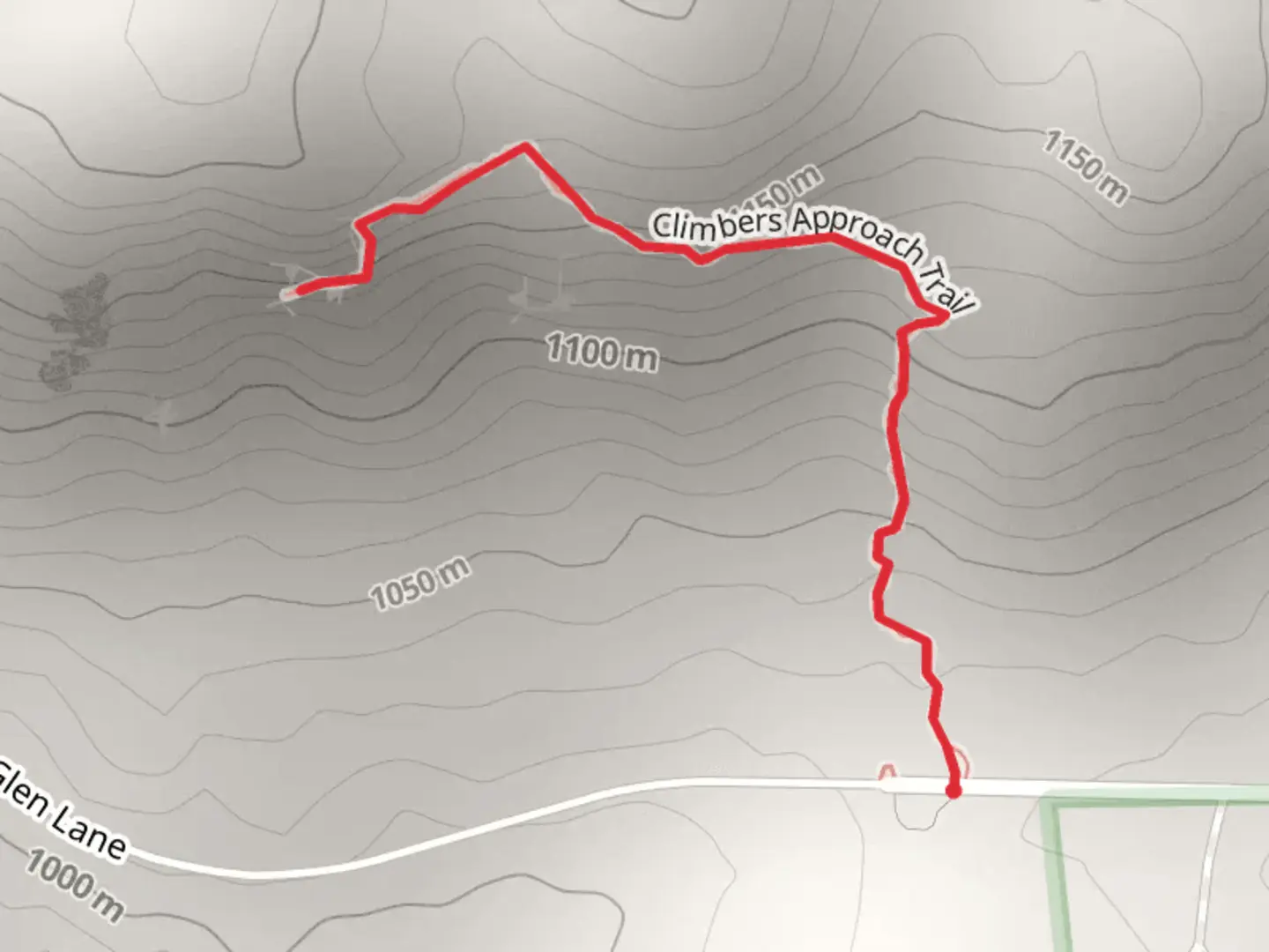 An image depicting the trail Climbers Approach Trail and its surrounding area.