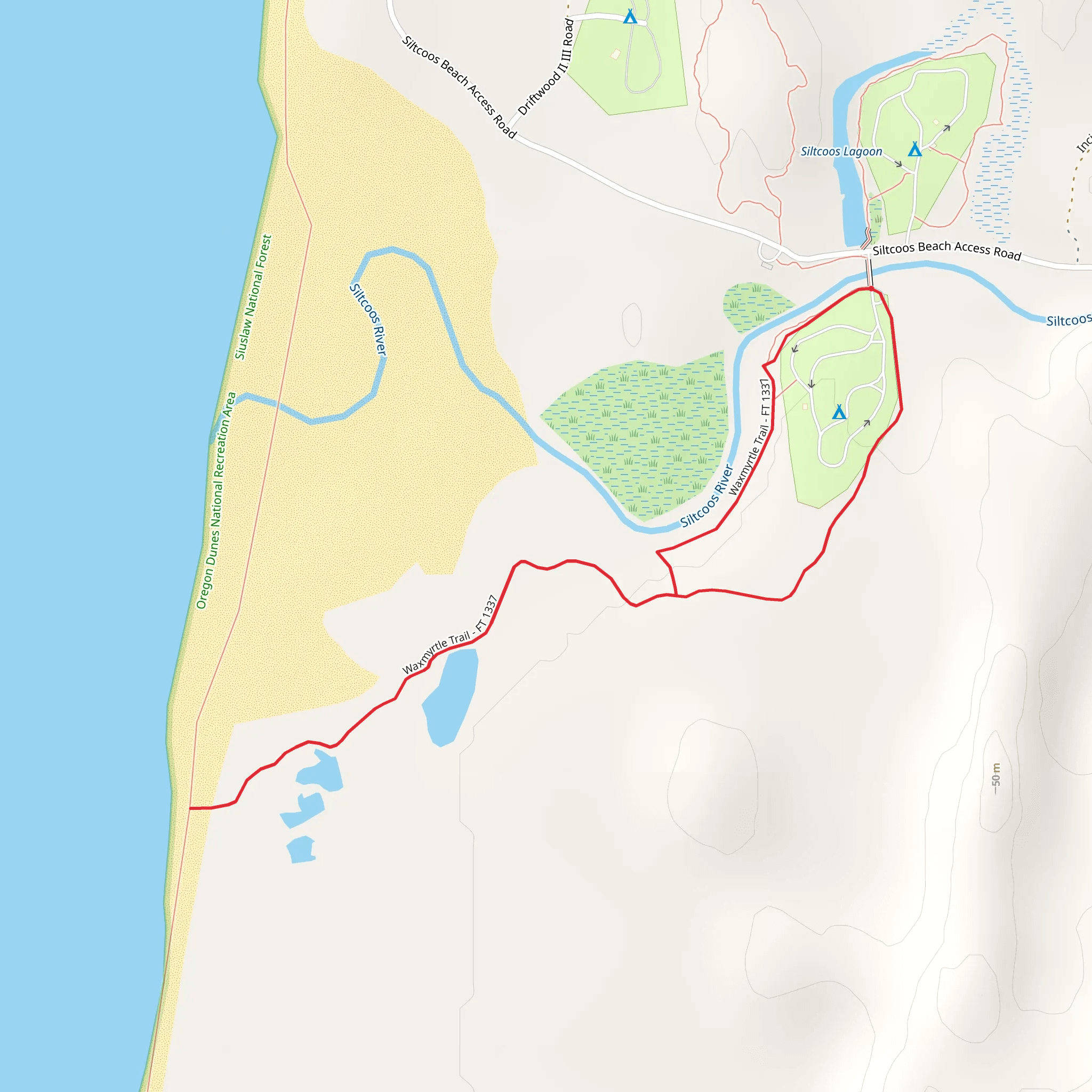 Waxmyrtle Campground Loop mobile static map