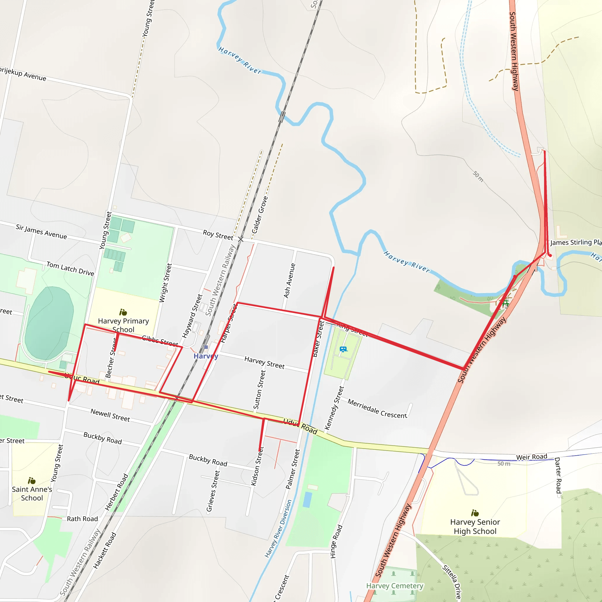 Harvey Heritage Trail mobile static map