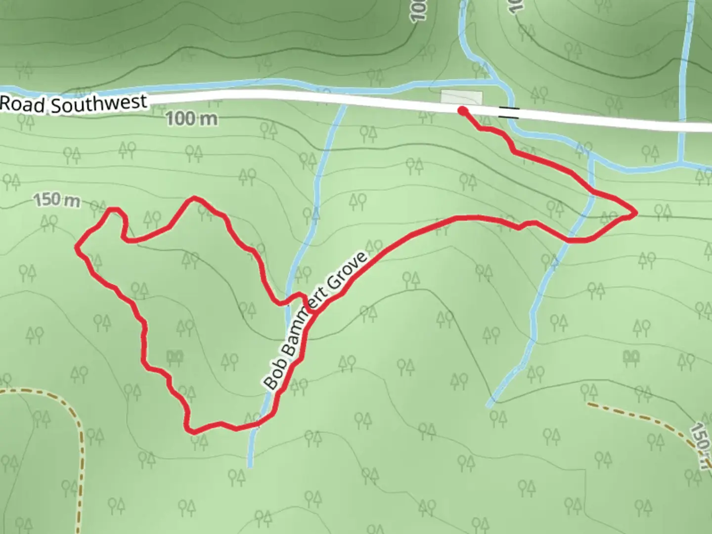 An image depicting the trail Bob Bammert Grove Loop and its surrounding area.