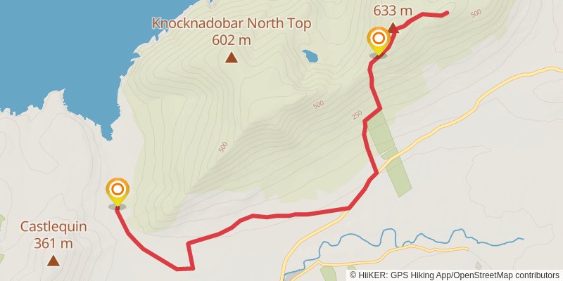 Knocknadobar and Kells Mountain Loop stage 2 Map