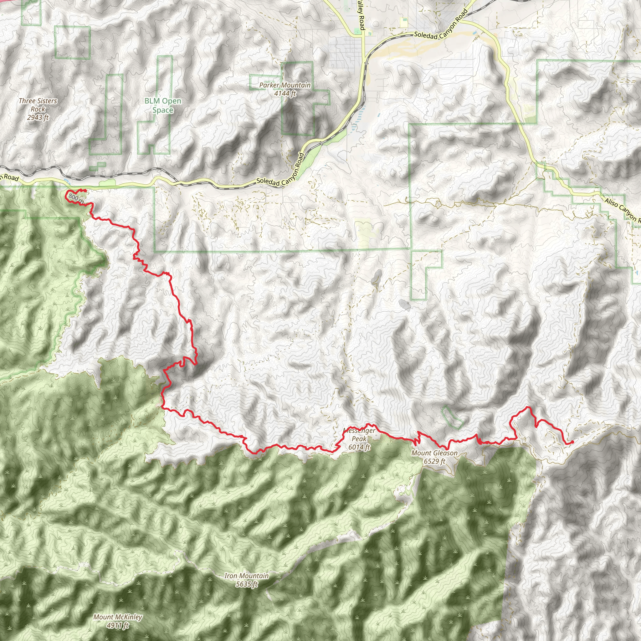 Mount Gleason via Pacific Crest Trail mobile static map