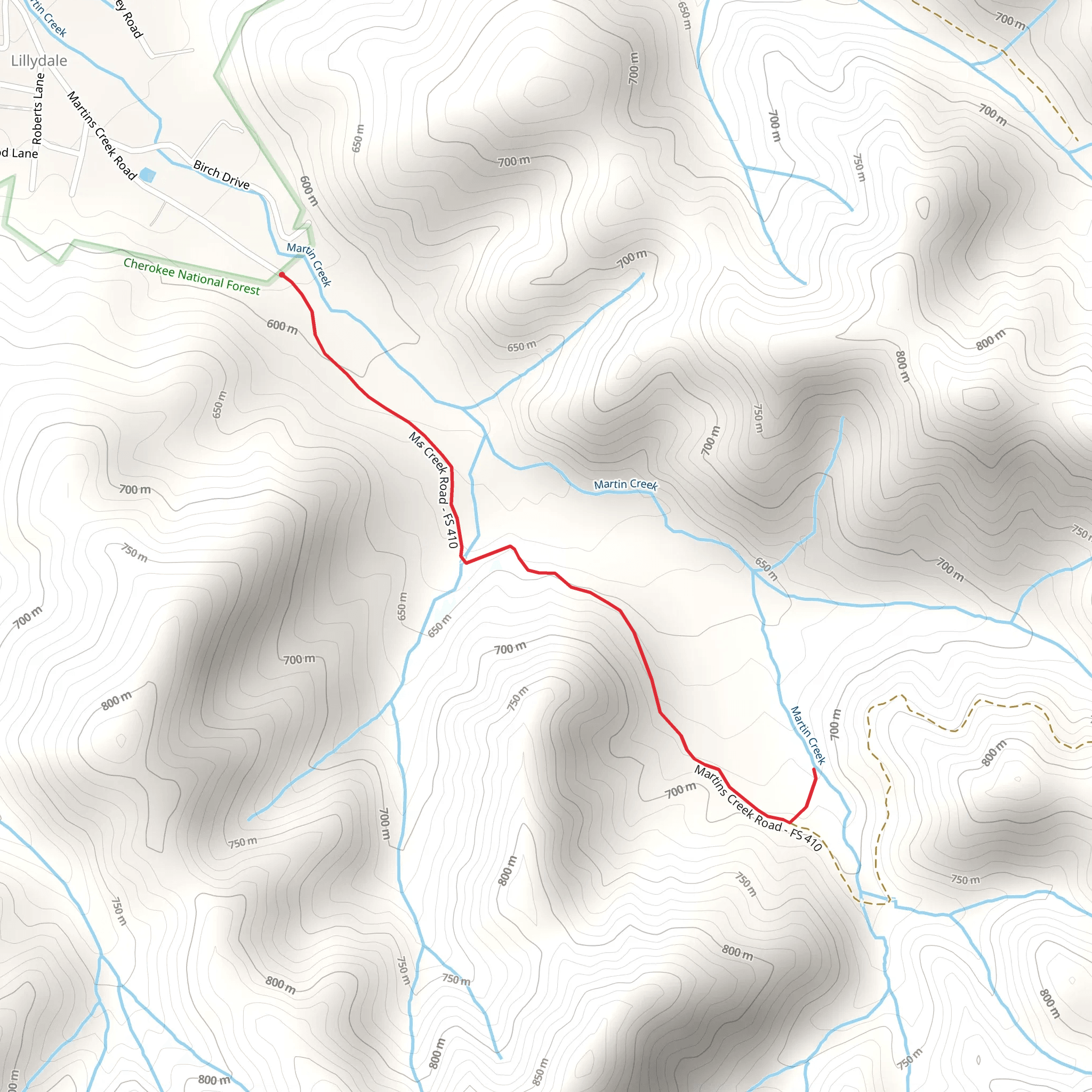 Martins Creek Road mobile static map