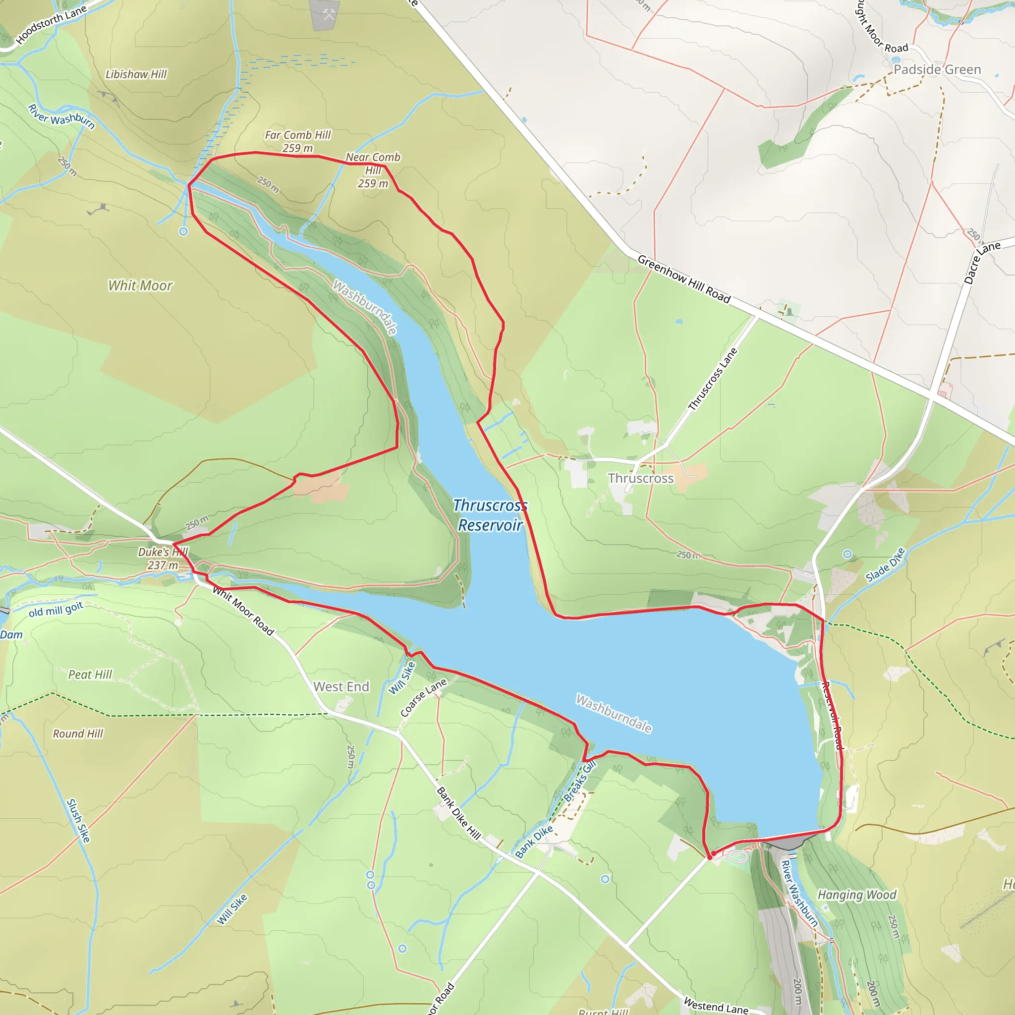 Thruscross Reservoir Walk mobile static map